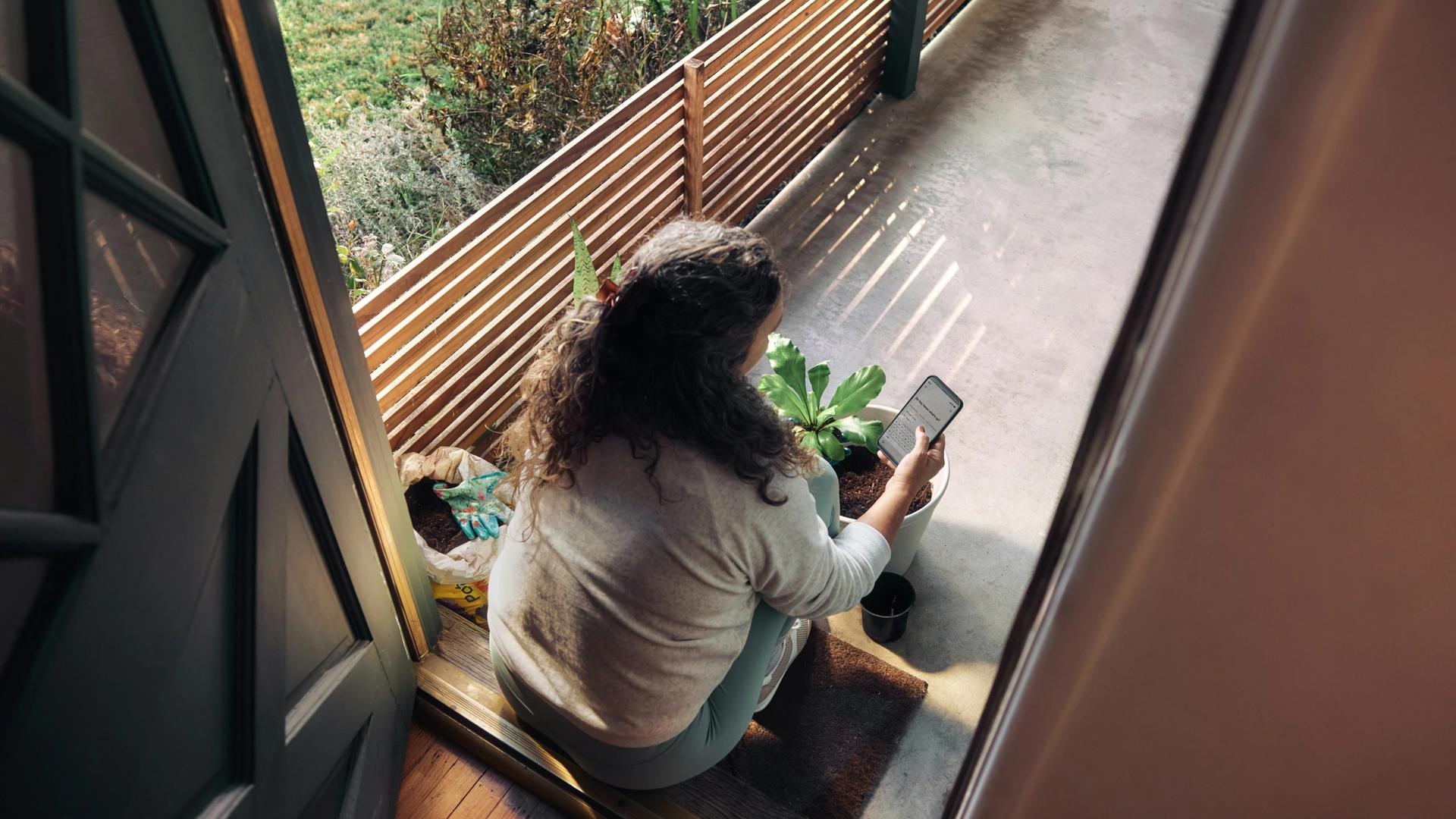 Woman on porch