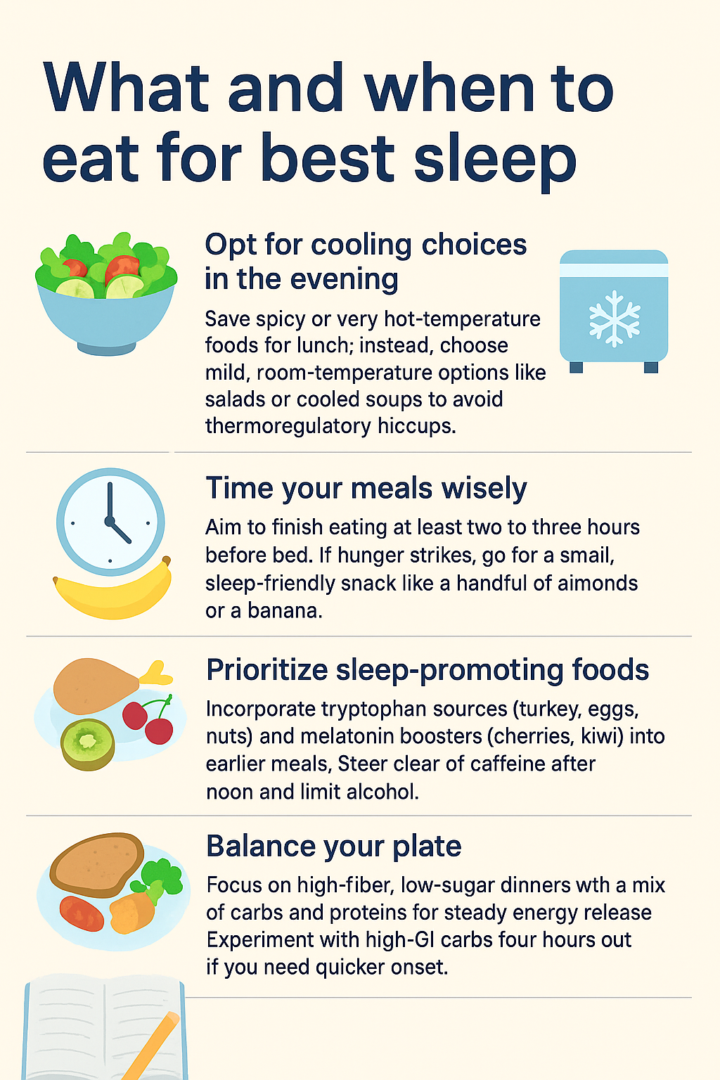 a poster explaining eating habits for best sleep