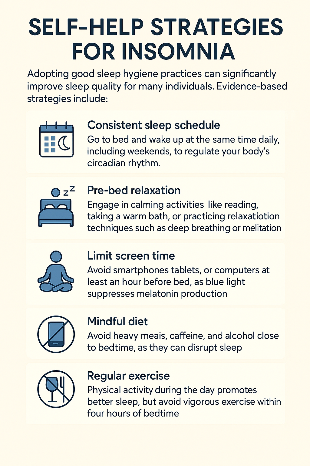 Infographics on self-help strategies for insomnia