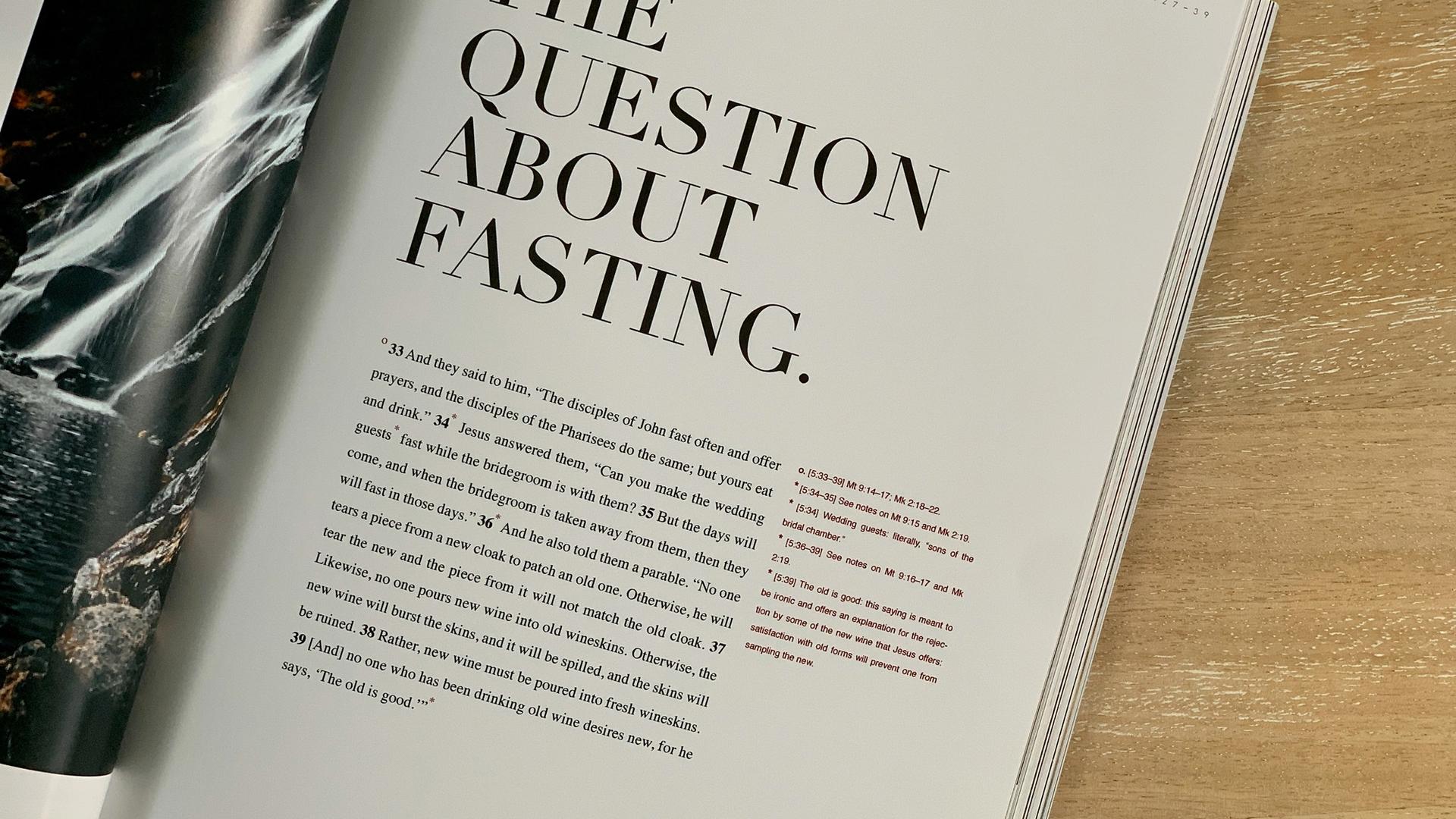 Book on table about fasting