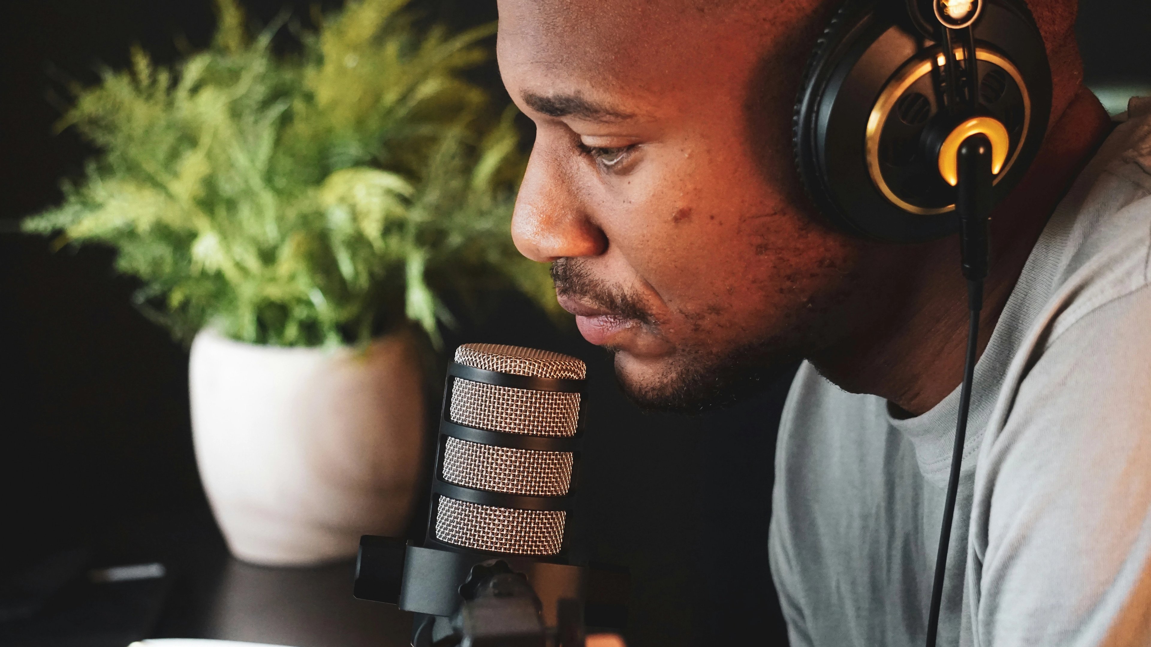 man talking into mic