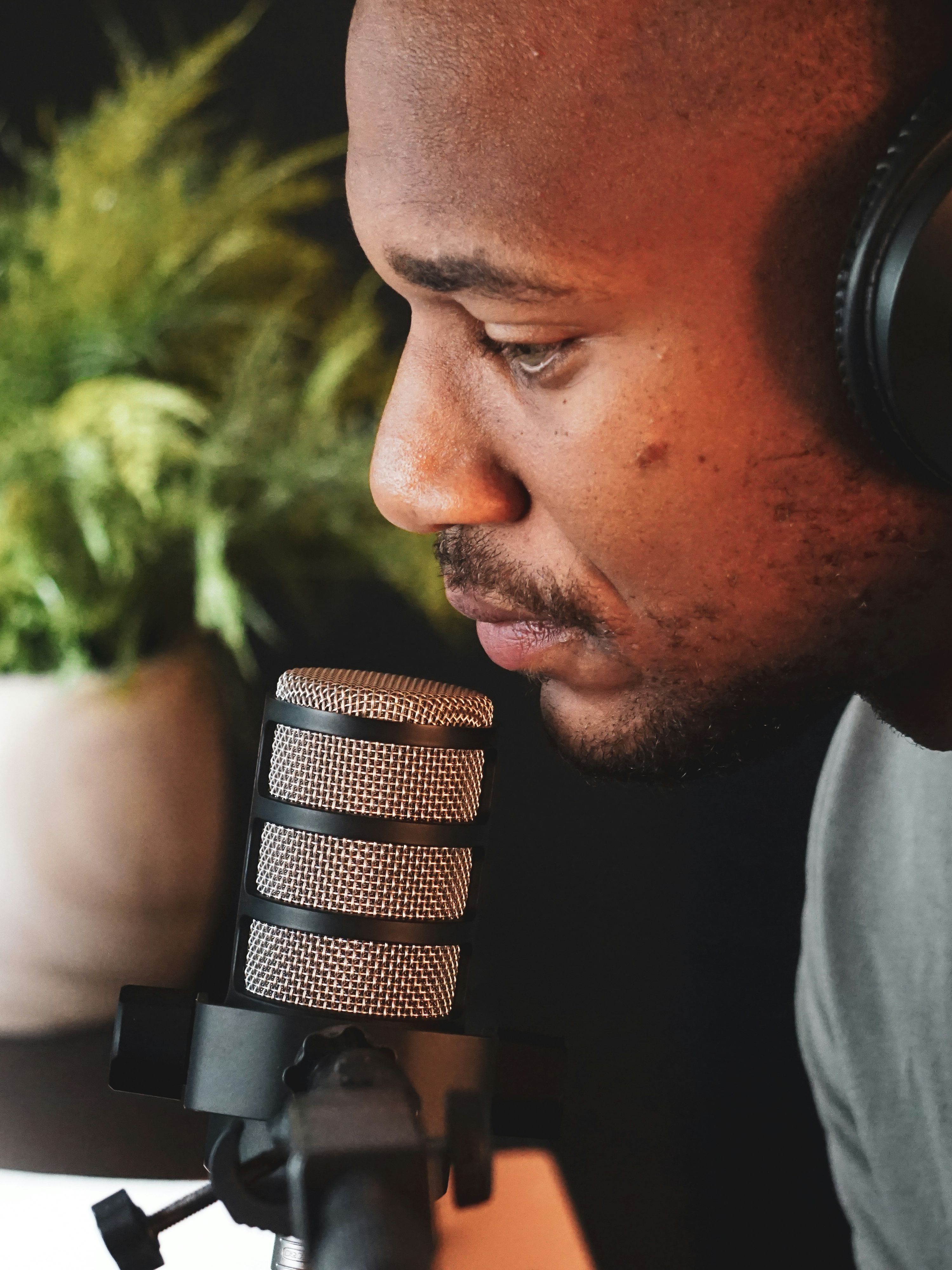 man talking into mic