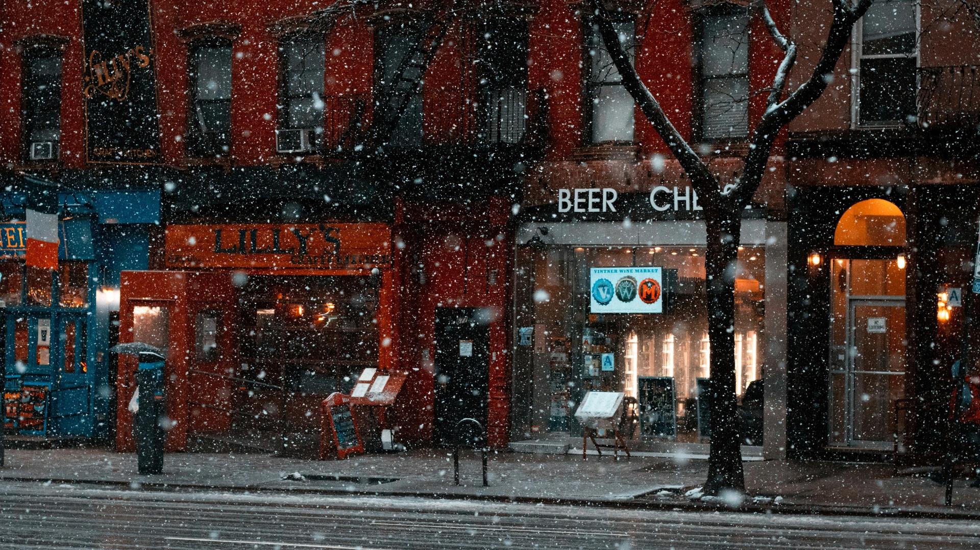 A snowy street