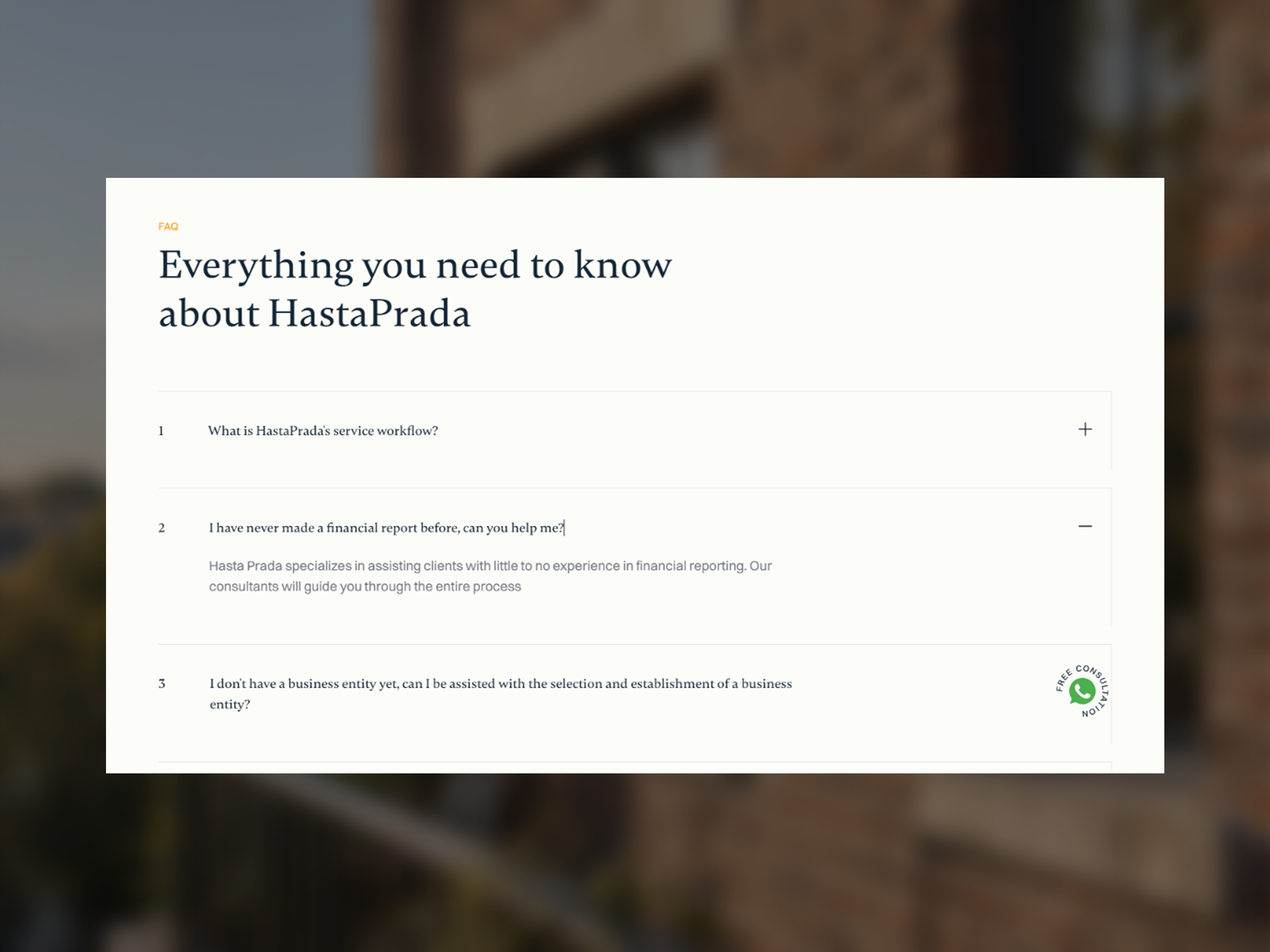 Faq - Hastaprada