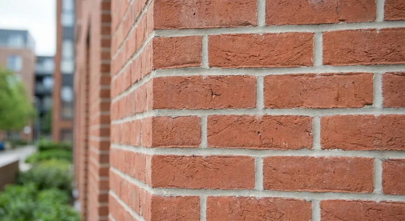 Close-up of high-quality brickwork and professional jointing on a newly renovated facade
