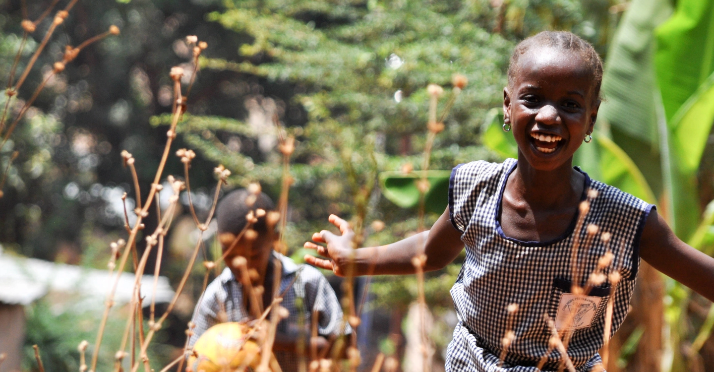 Running and smiling child