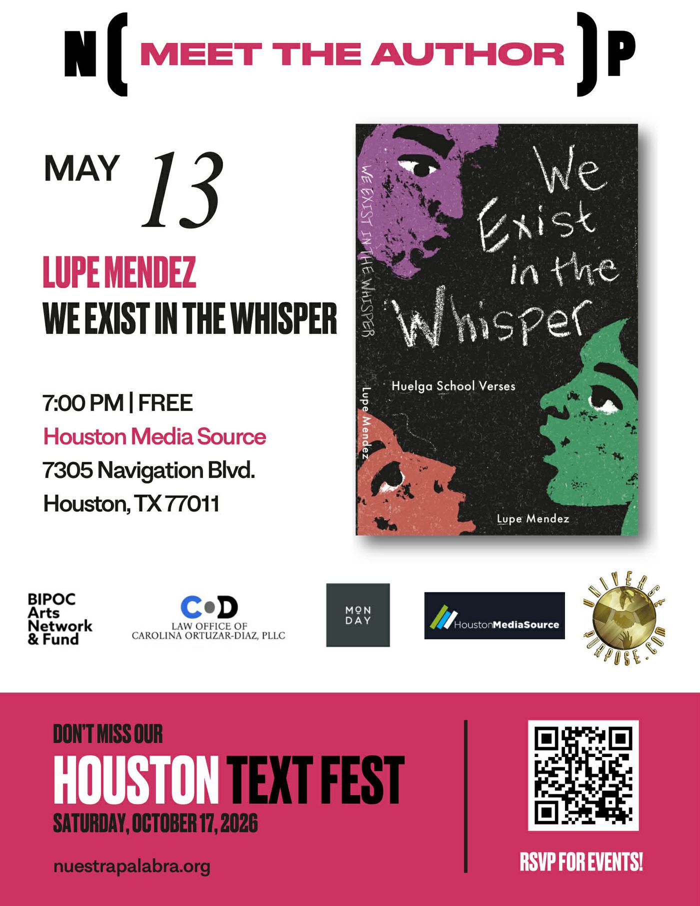 Lupe Mendez: We Live In The Whispers-Huelga School Verses May 13.
