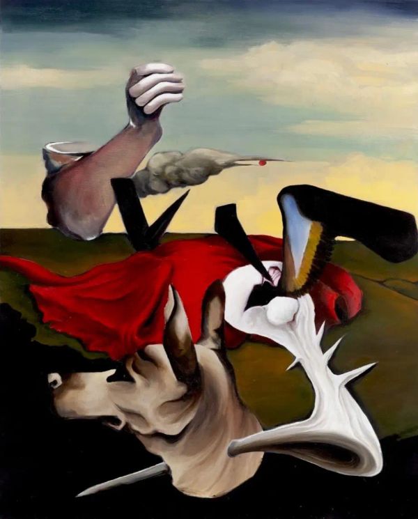 „Umęczenie, odrodzenie, ręka boska” 100x80 24’ oil on canvas