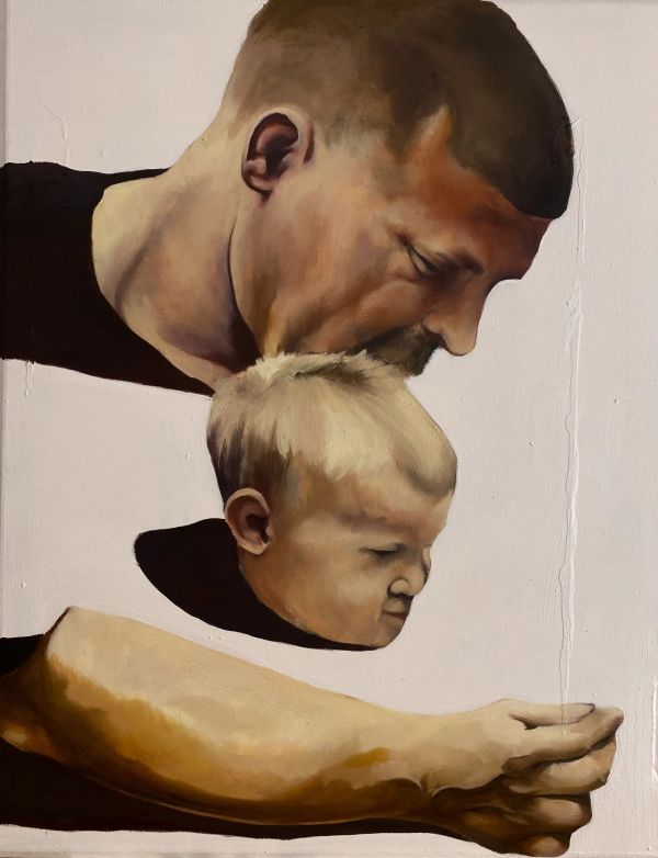 “Portret Ojca, Siostry, Ręki ojca” 70x80cm oil on canvas
