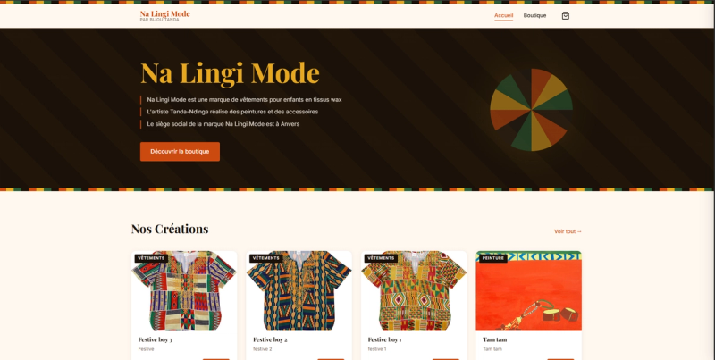 Boutique en ligne pour créations artisanales