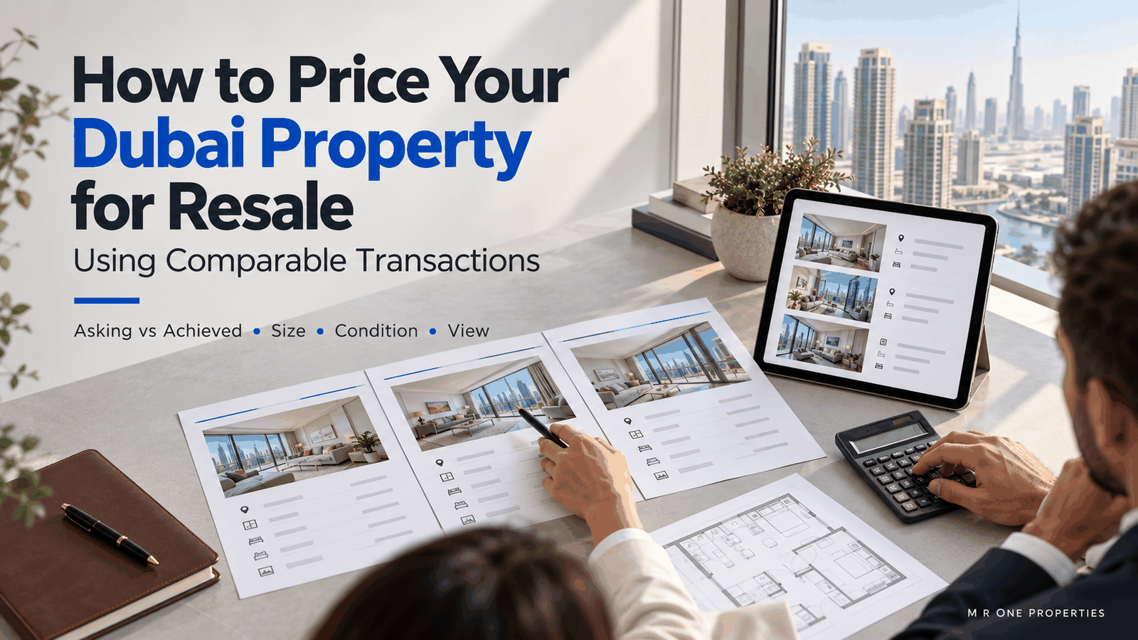 Dubai property resale pricing guide comparing recent property sales, unit size, condition and views to estimate a competitive asking price.