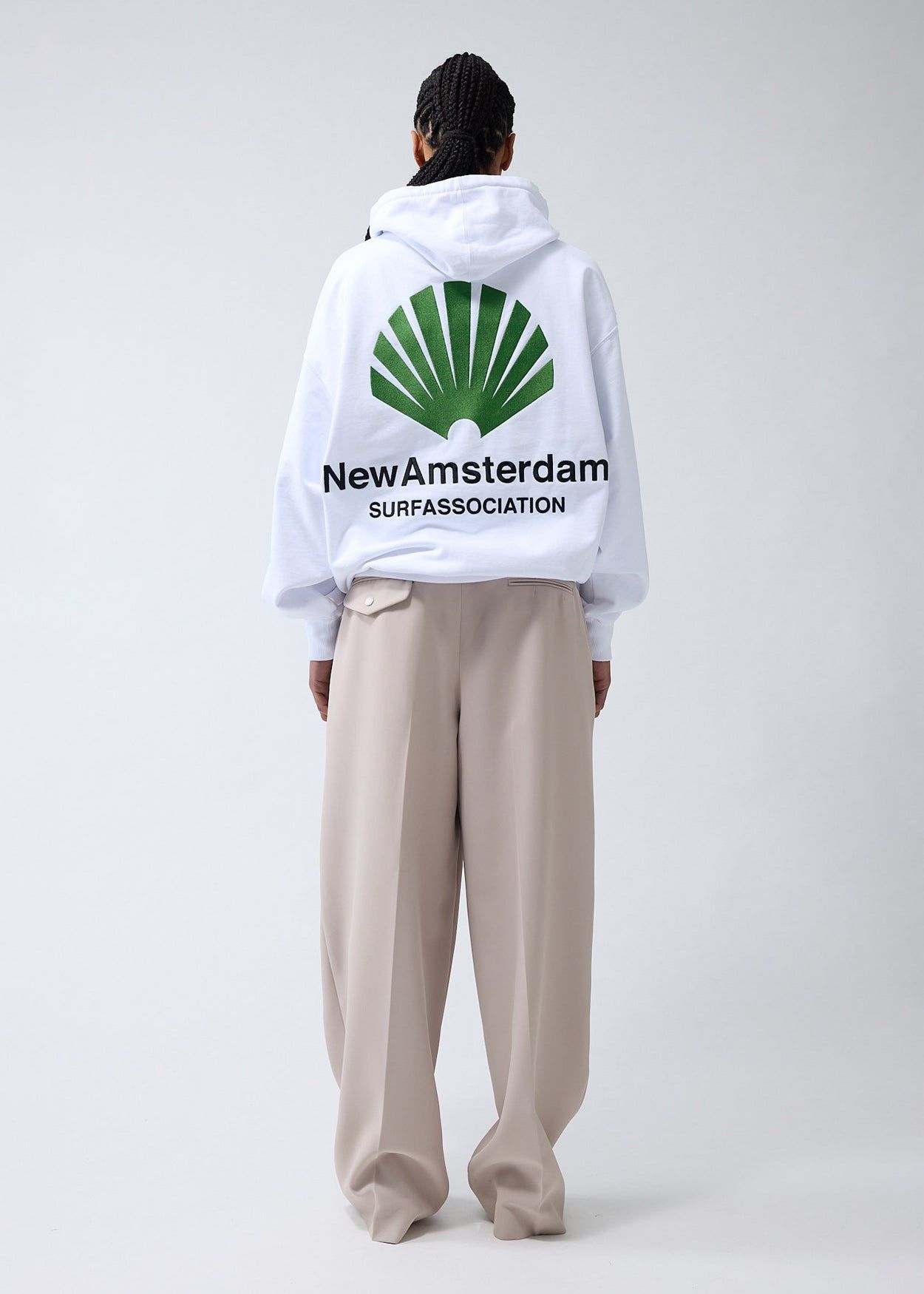 logo embroidery sweatホワイト New Amsterdam Surf Association - Logo Hoodie White/Green