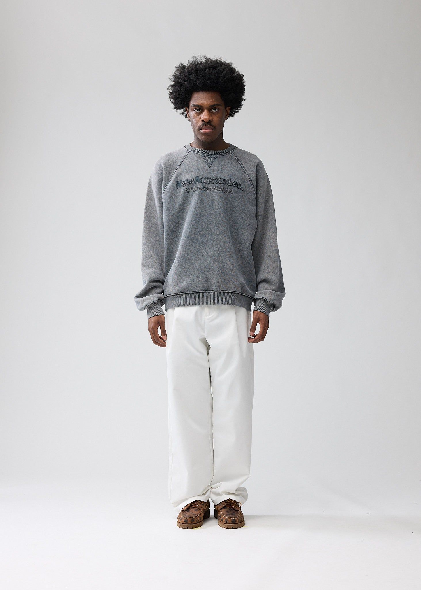 ★送料・関税込★FALLETT★KNIT COLLAR SWEATSHIRT★ FALL OFF CREWNECK IRON GATE