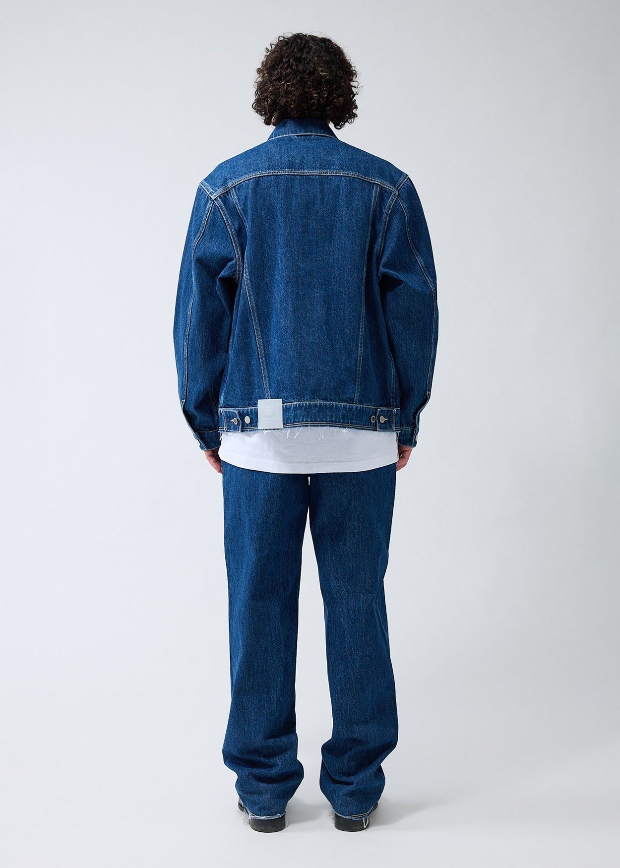 DRAW FIT ♥ RAW EDGE CREW-NECK DENIM JACKET draw-fit