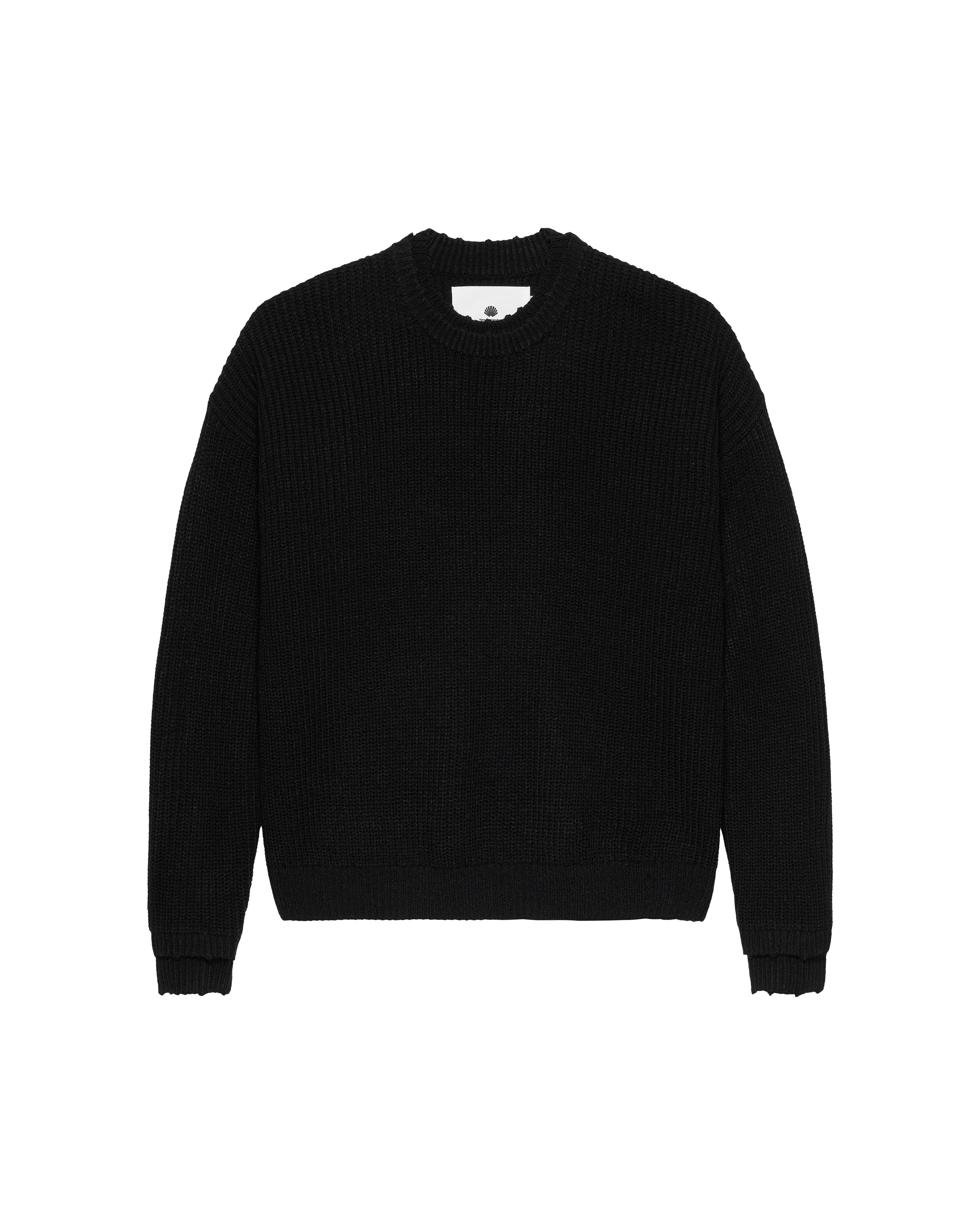 新品　BRIEFING BIRDS EYE LOGO CREWNECK KNIT LOGO KNIT RAW EDGE BLACK
