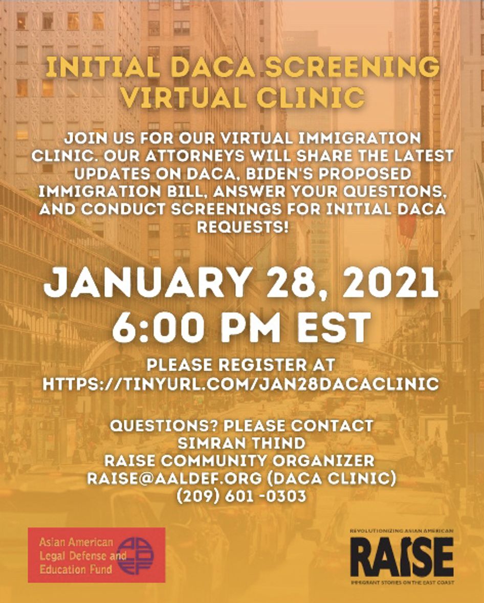 Image for Jan. 28: AALDEF & RAISE virtual DACA clinic