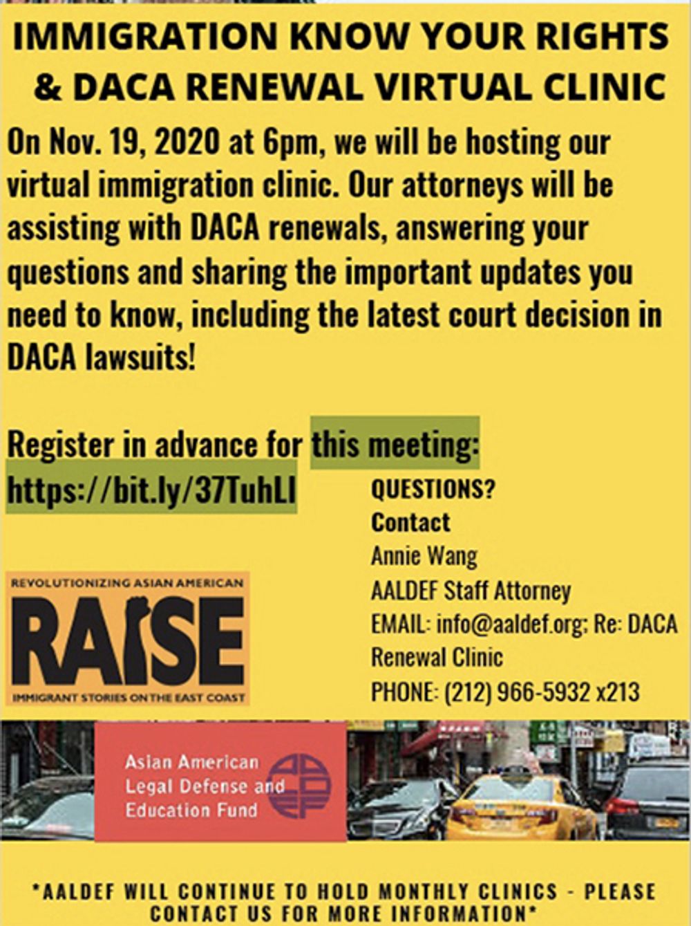 Image for Nov. 19 - AALDEF immigration/DACA renewal clinic