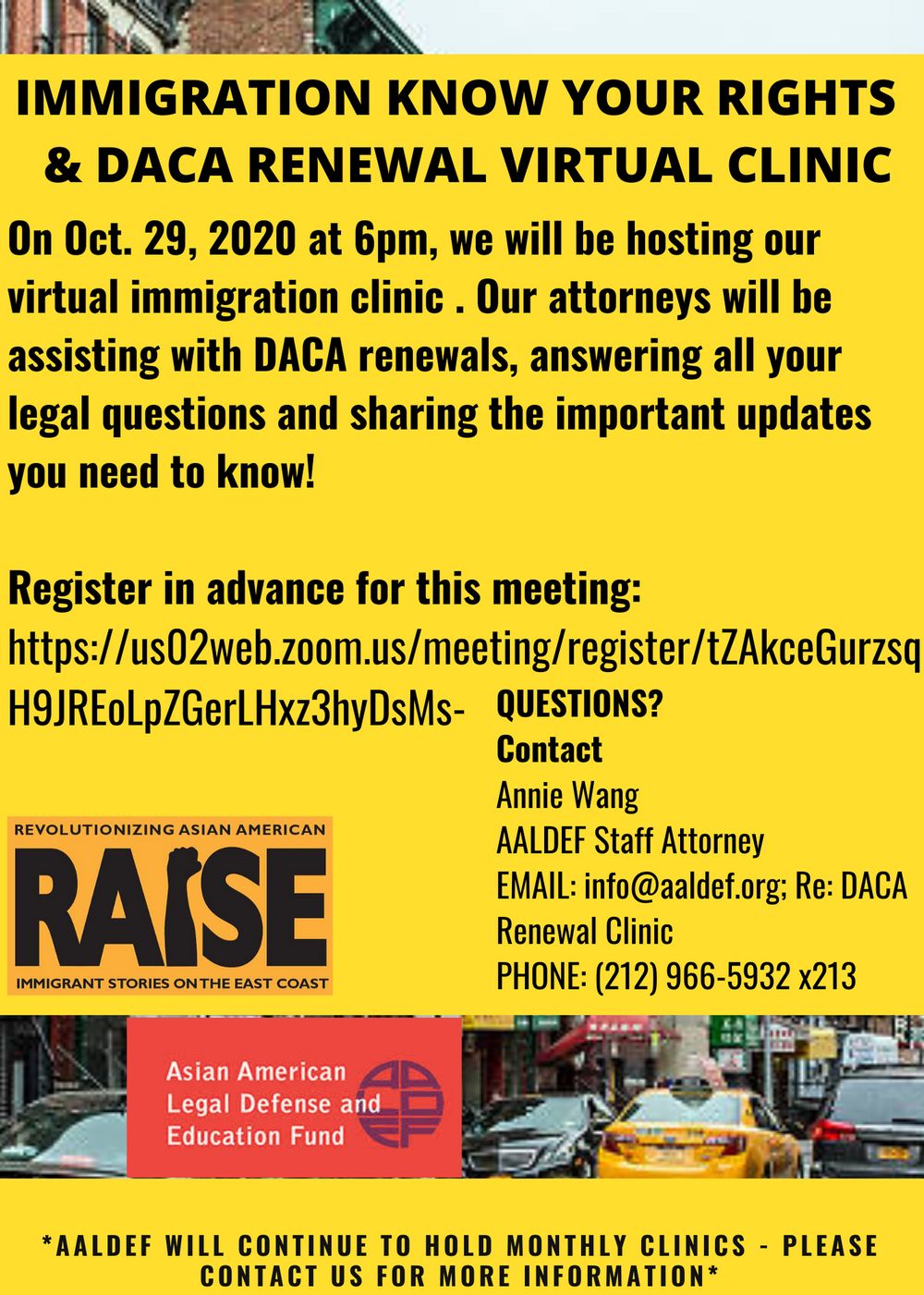 Image for Oct. 29 - AALDEF immigration/DACA renewal clinic