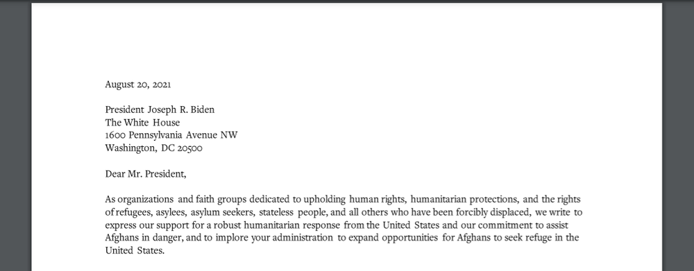 Image for 300+ Organizations Call on President Biden to Support Afghan Refugees