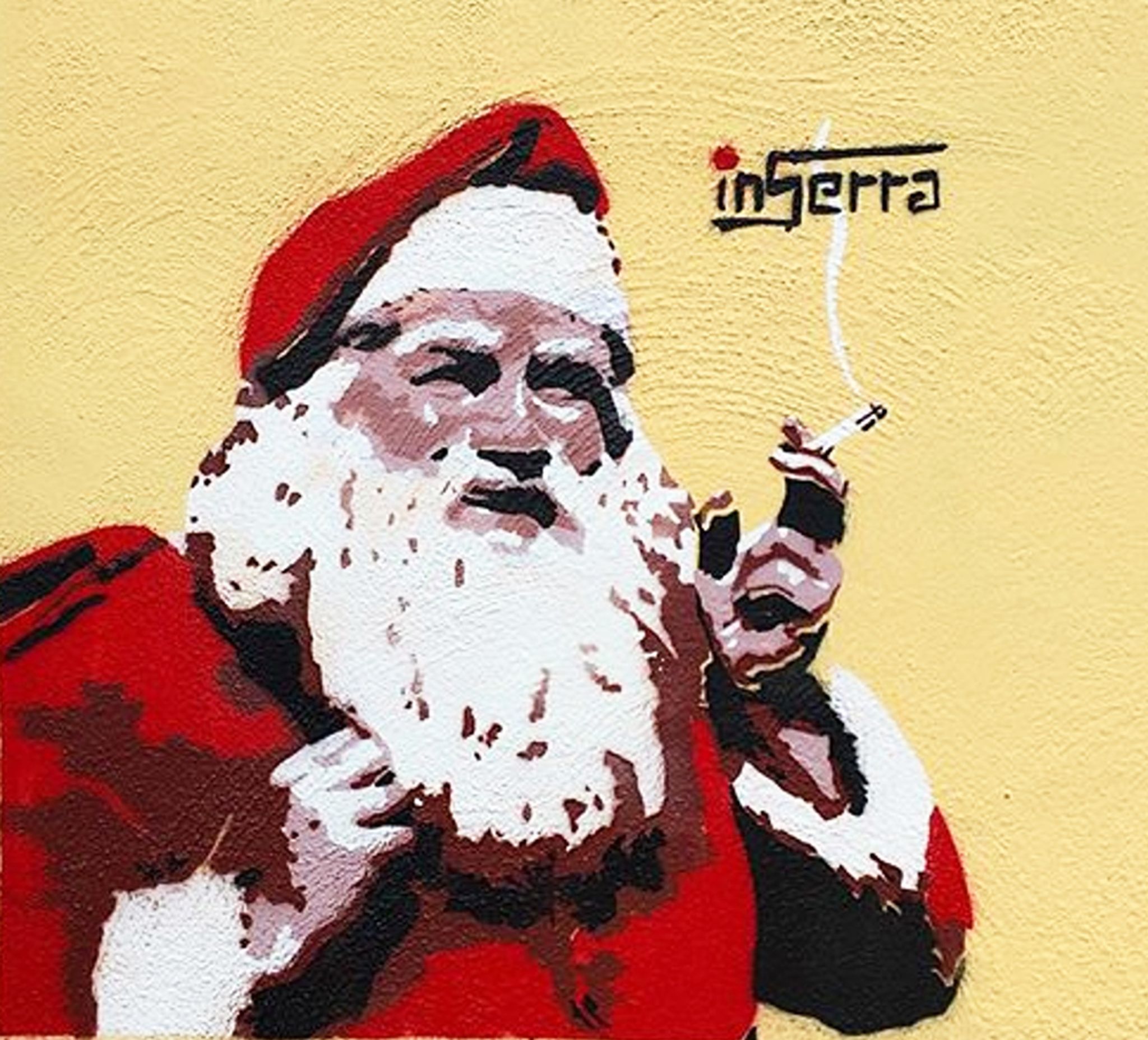 Real Santa Claus InSerra street art