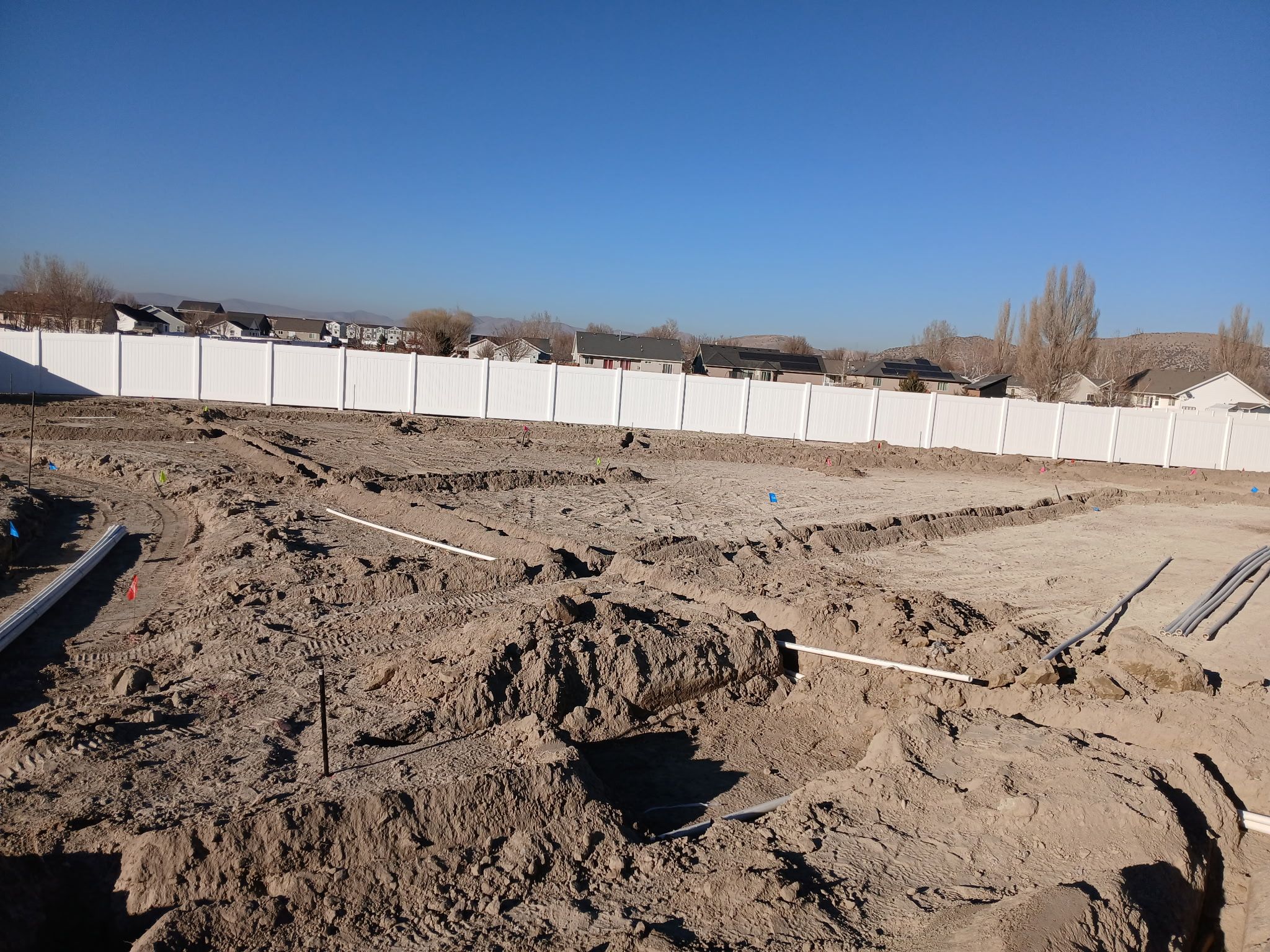 Sprinkler trench location main grass area