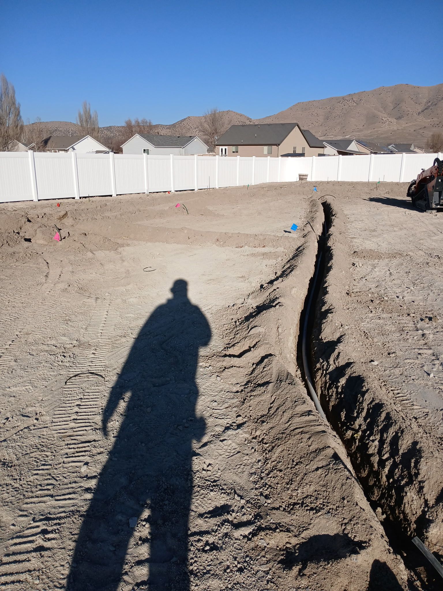 Sprinkler trench location for main line