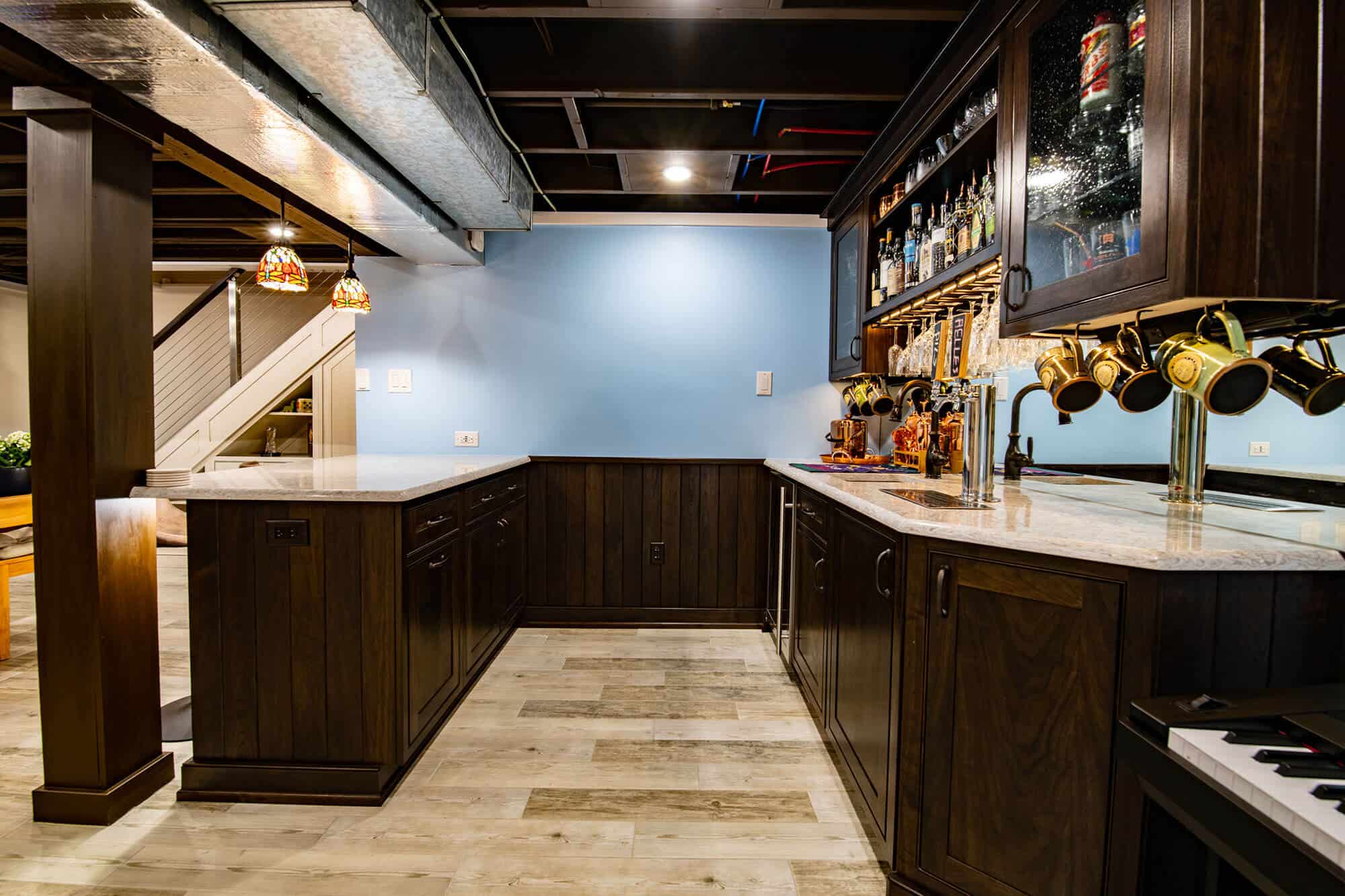 Luxurious basement guest suite with bedroom, bathroom, and kitchenette in Millcreek, Utah.