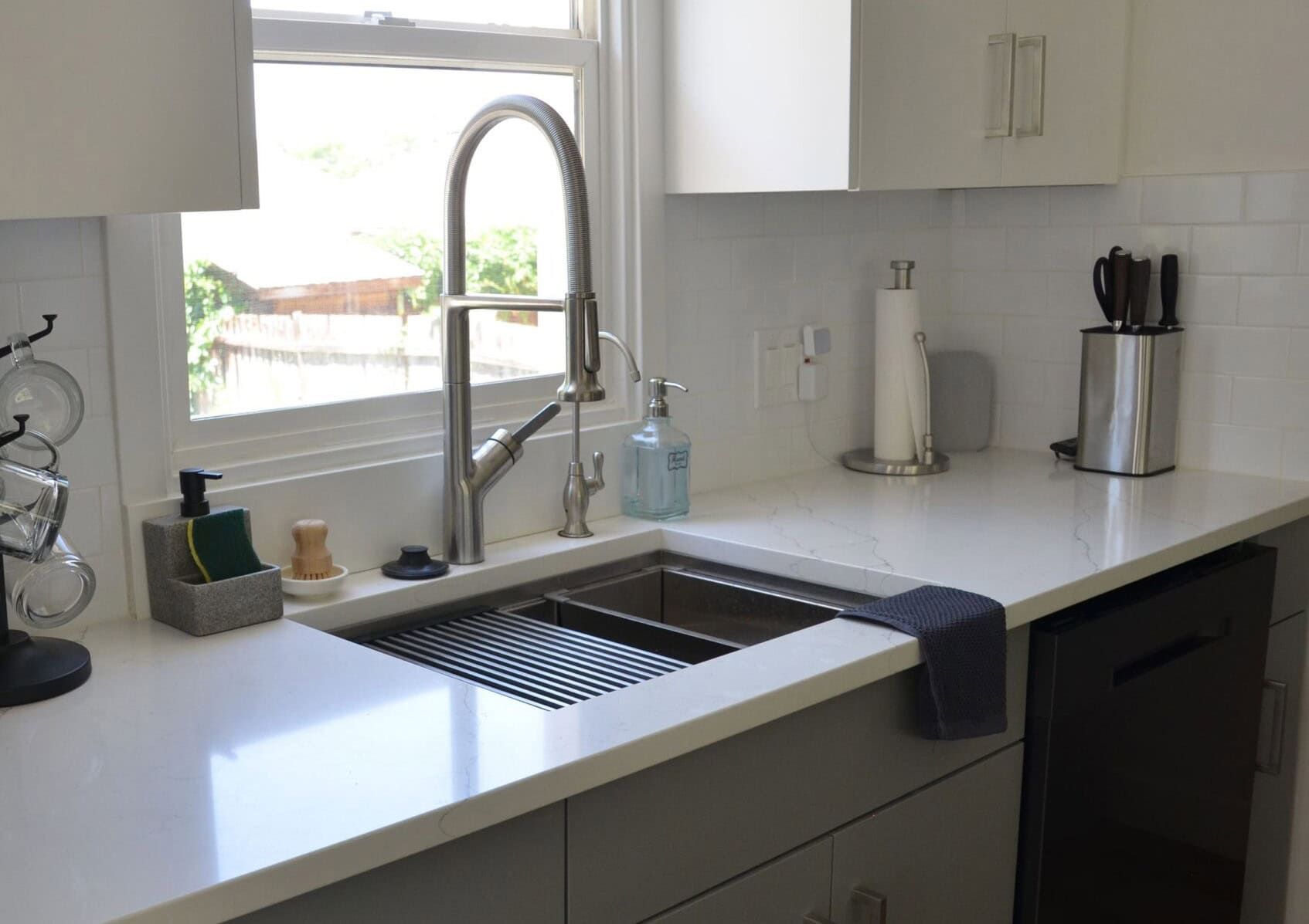 Modern kitchen sink in a remodeled kitchen in Sugarhouse, Salt Lake City.