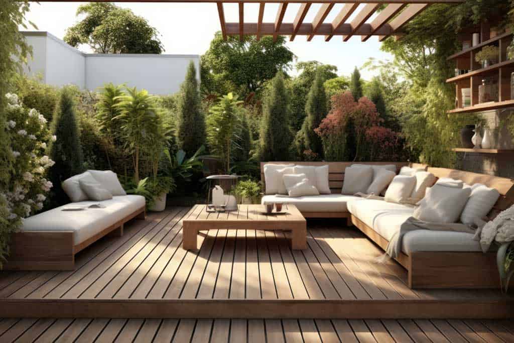 Wood deck with railing in Riverton, Utah | Deck Builders