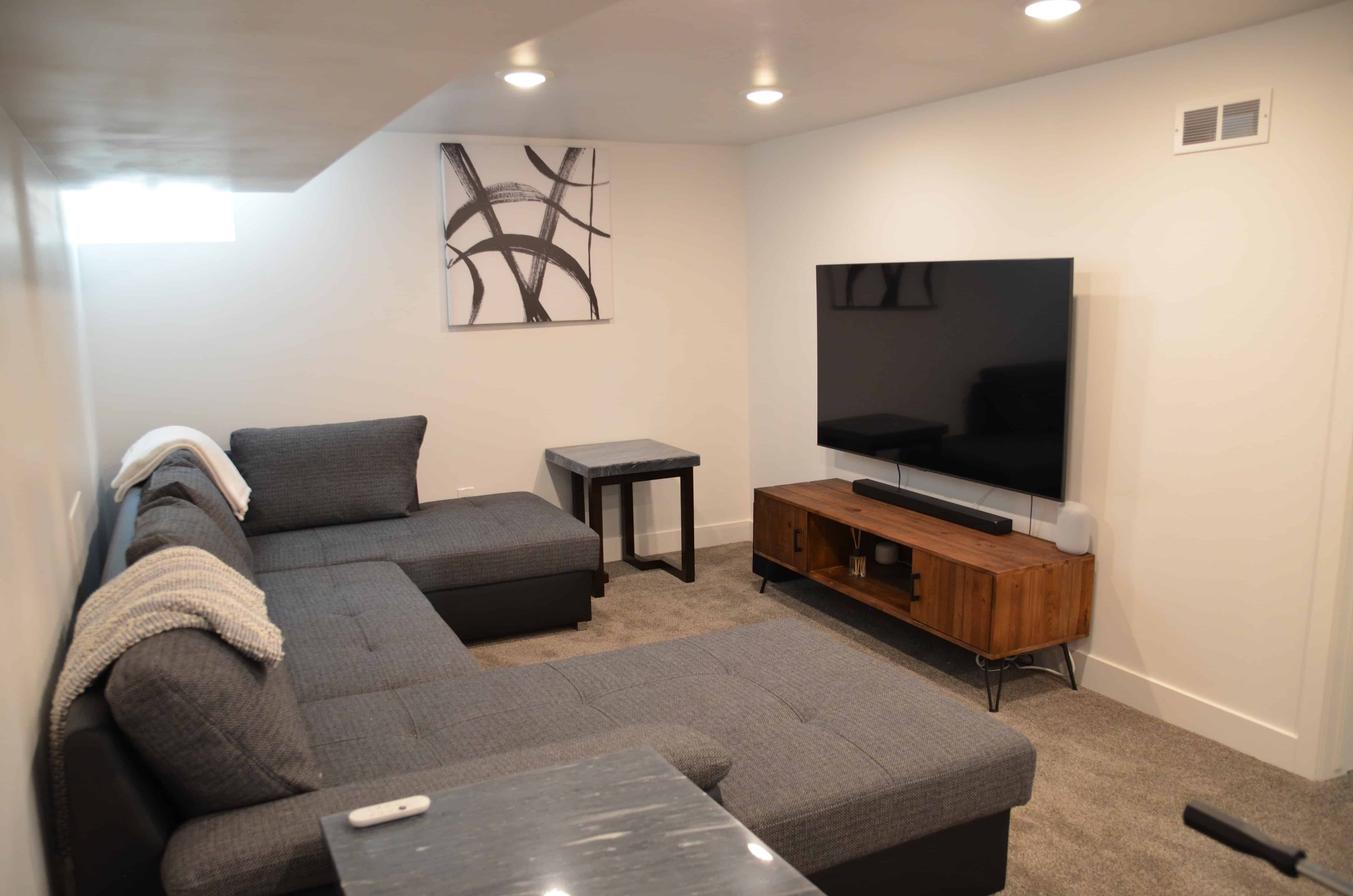 Modern basement remodeling in Sugarhouse Utah with elegant design