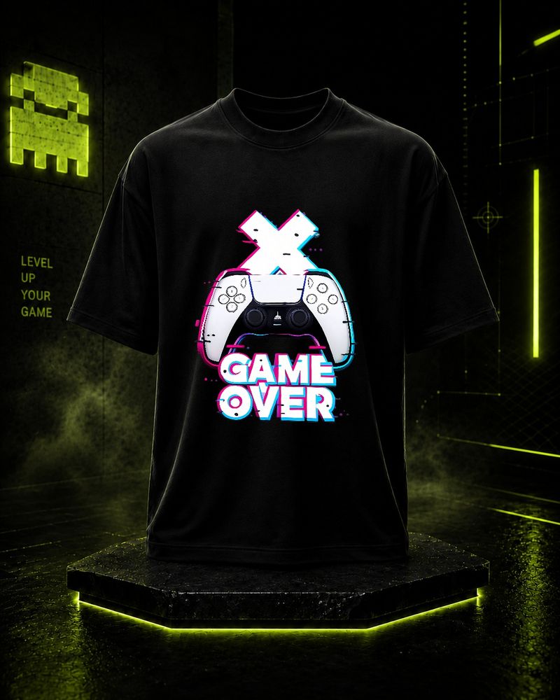 Game Over X Neon Glitch Controller T-Shirt