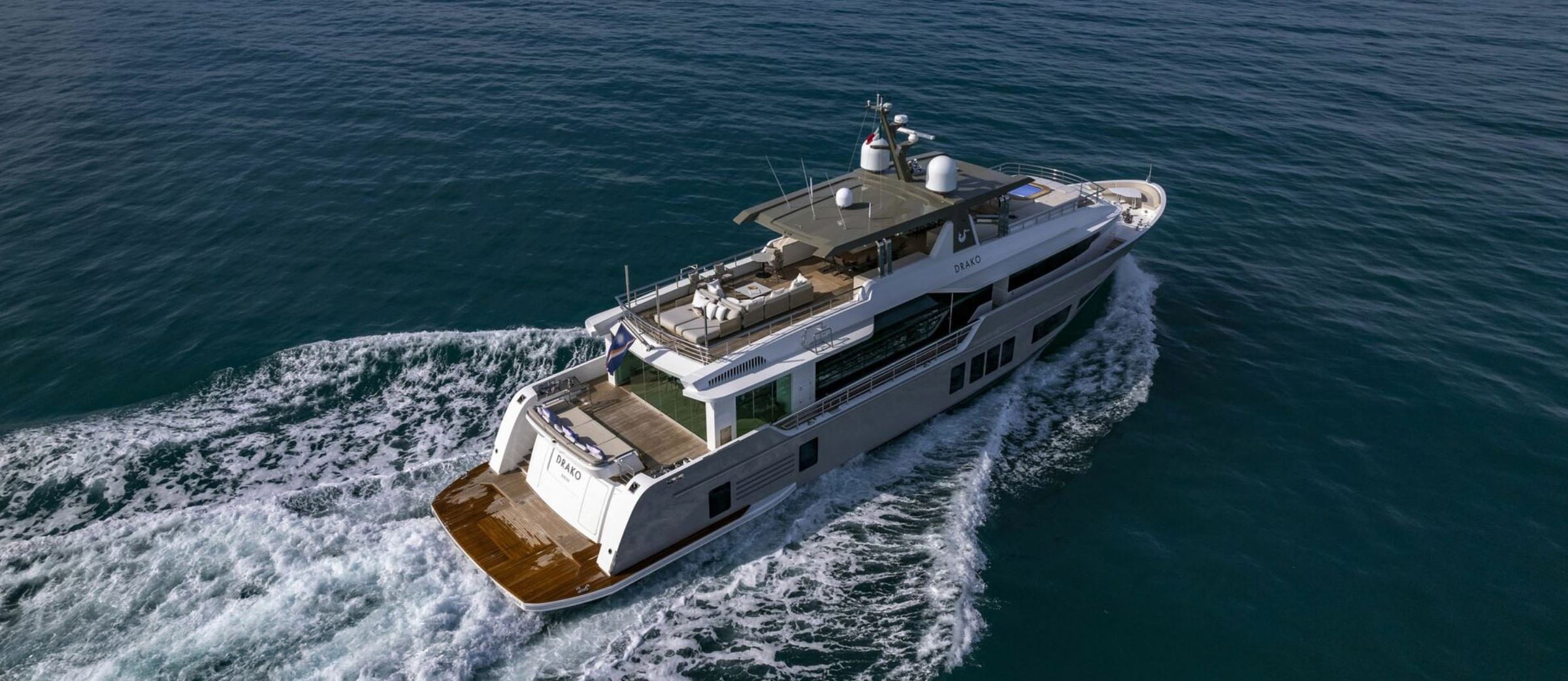 Drako, 38m new build superyacht, built by Alpha Custom Yachts, designed by H2 Yacht Design — photograph 1