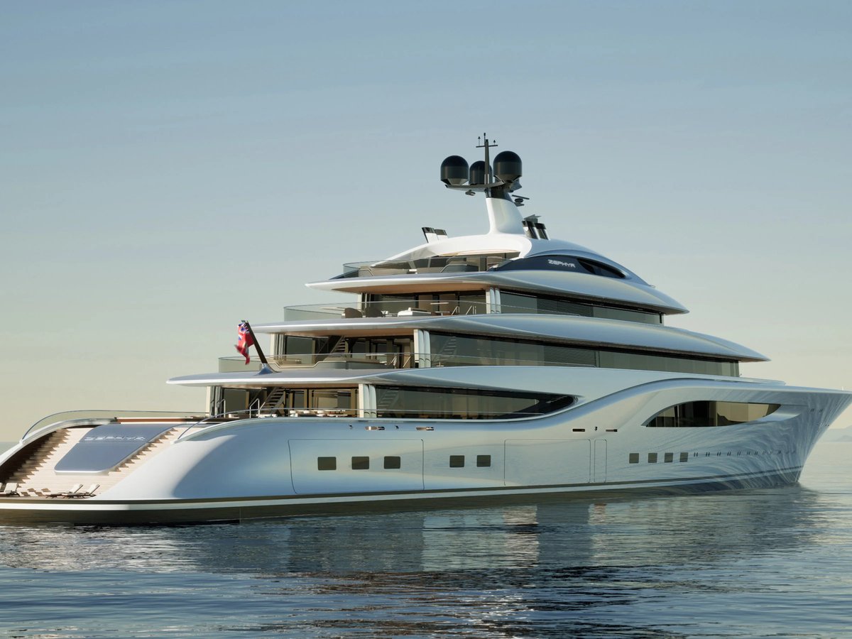 Zephyr, 115m superyacht concept, built by Dorries Yachts, designed by H2 Yacht Design — photograph 2