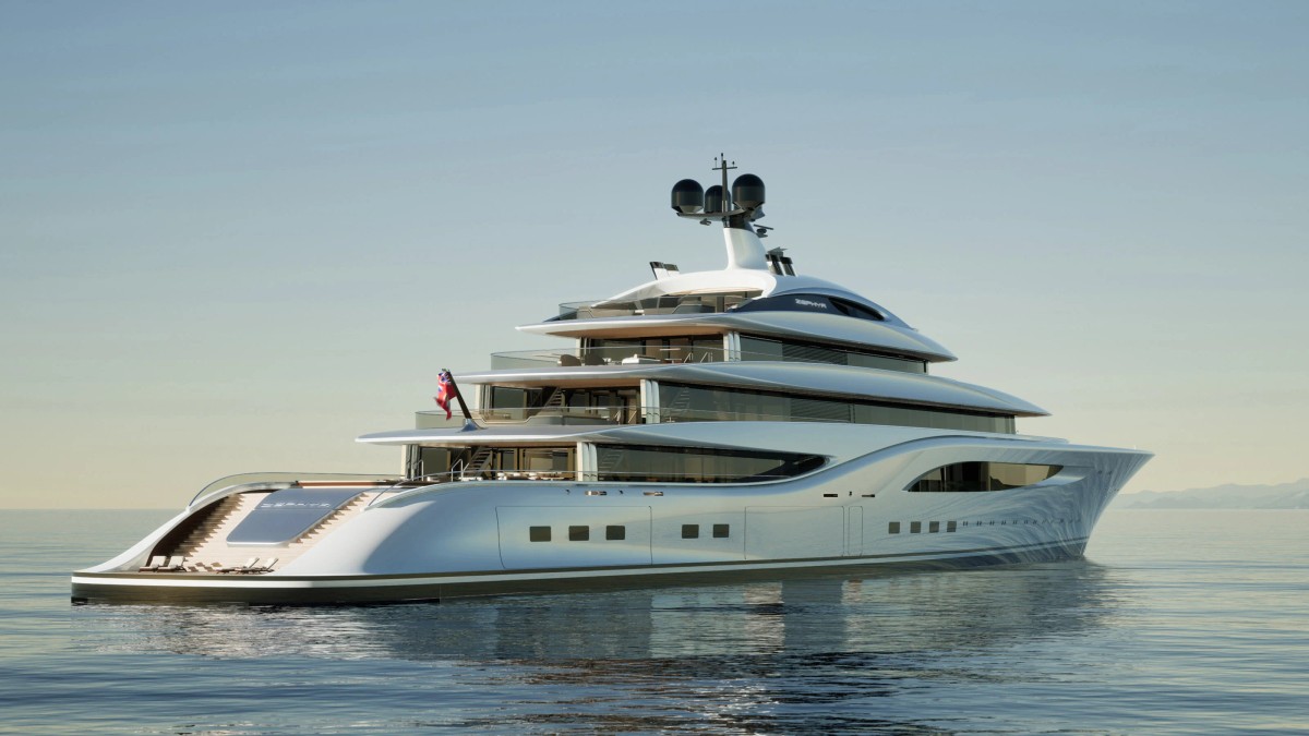 Zephyr, 115m superyacht concept, built by Dorries Yachts, designed by H2 Yacht Design — photograph 2