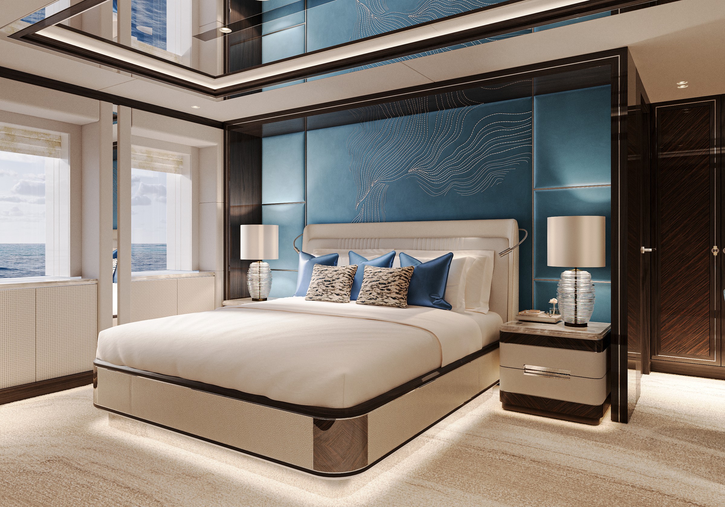 VIP cabin aboard the 82m Bilgin superyacht Project Bond with interior by H2 Yacht Design