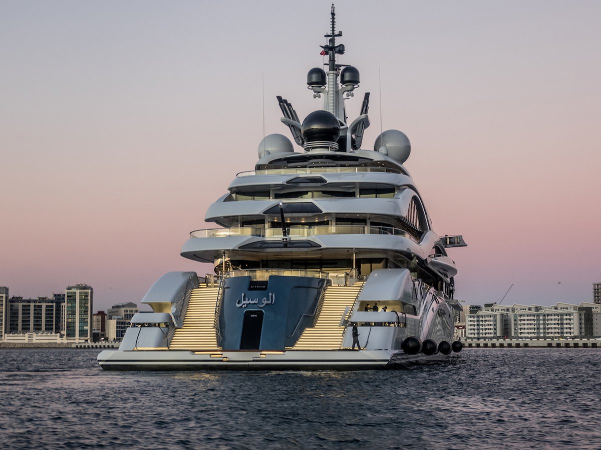Al Lusail, 123m new build superyacht, built by Lürssen, designed by H2 Yacht Design — photograph 1