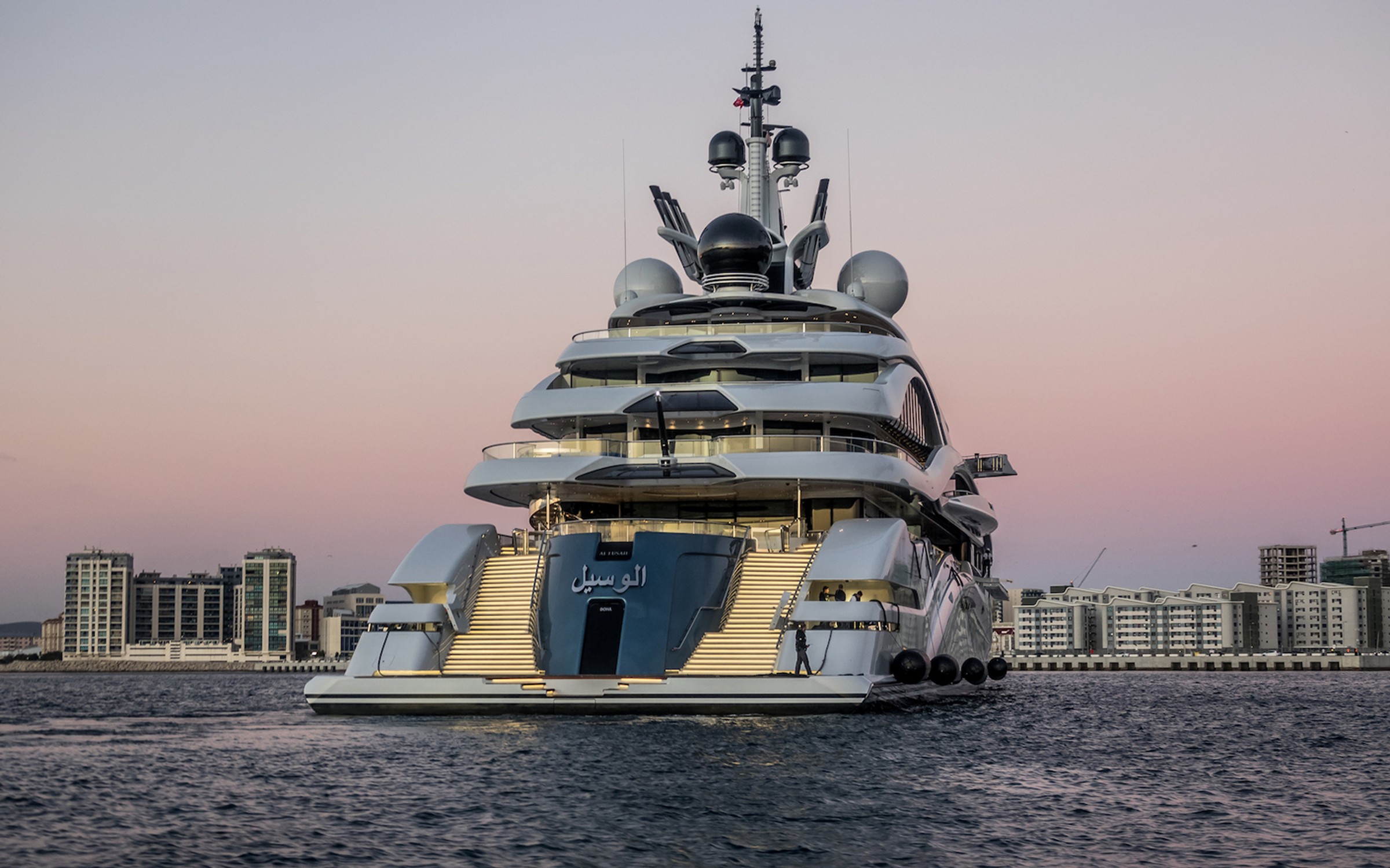 Al Lusail, 123m new build superyacht, built by Lürssen, designed by H2 Yacht Design — photograph 1