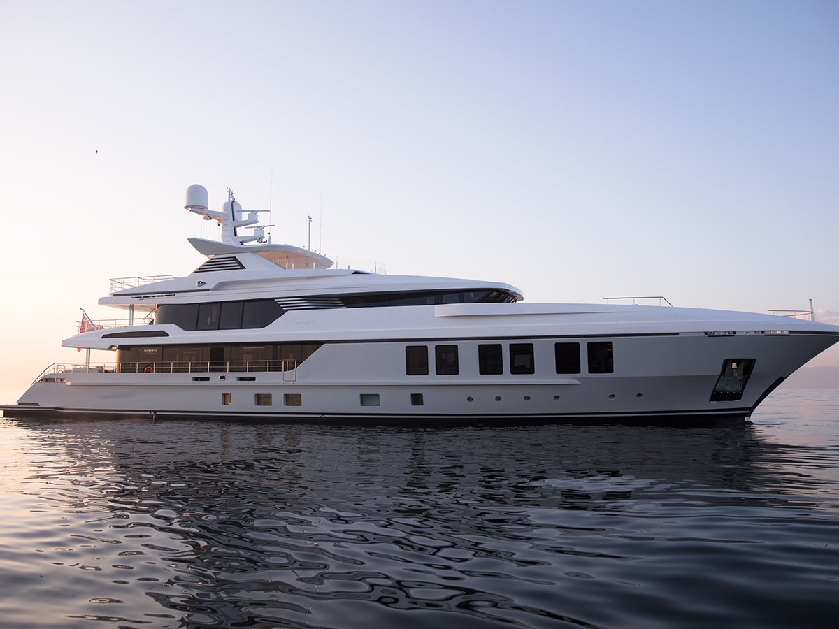 Razan, 47m new build superyacht, built by Turquoise Yachts, designed by H2 Yacht Design — photograph 1