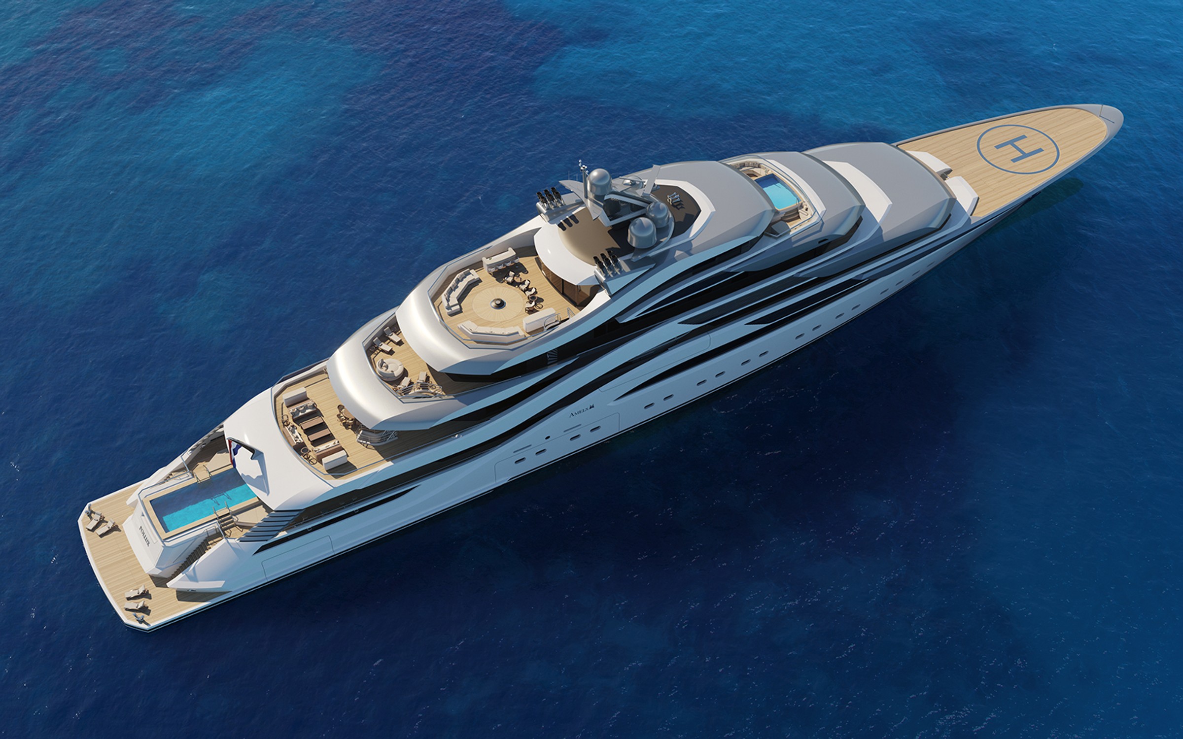 Pollux, 111m superyacht concept, designed by H2 Yacht Design — photograph 4