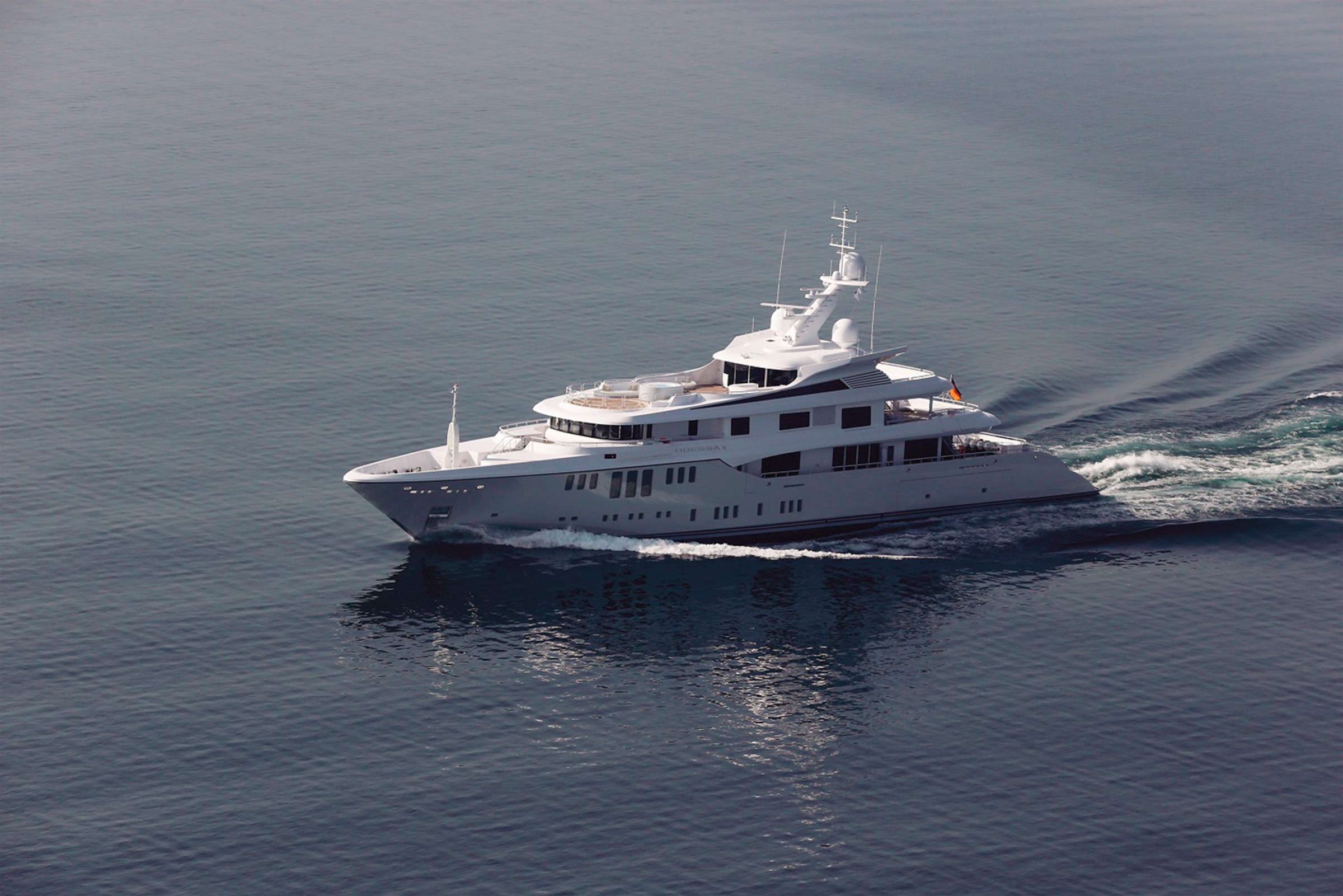 Odessa II, 73.8m new build superyacht, built by Nobiskrug, designed by H2 Yacht Design — photograph 1