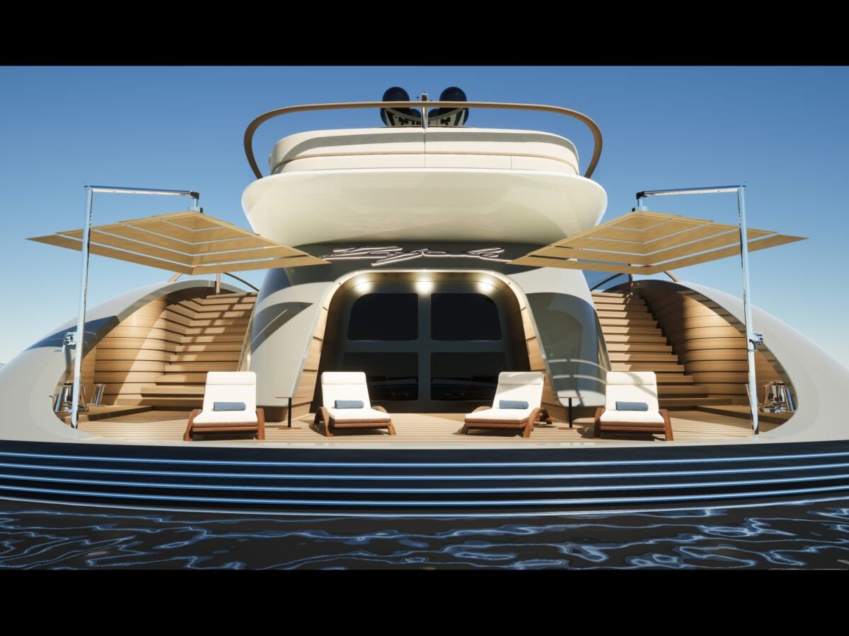 Rafale, 81.3m superyacht under construction, built by Turquoise Yachts, designed by H2 Yacht Design — photograph 2