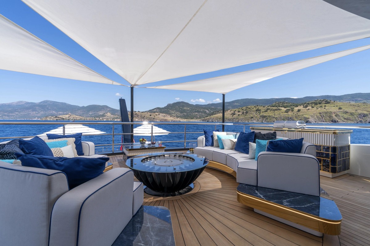 Leona, 80m new build superyacht, built by Bilgin Yachts, designed by H2 Yacht Design — photograph 11
