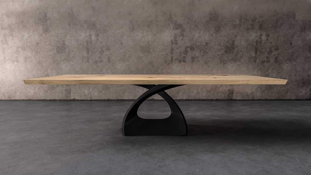 Helix dining table leg design