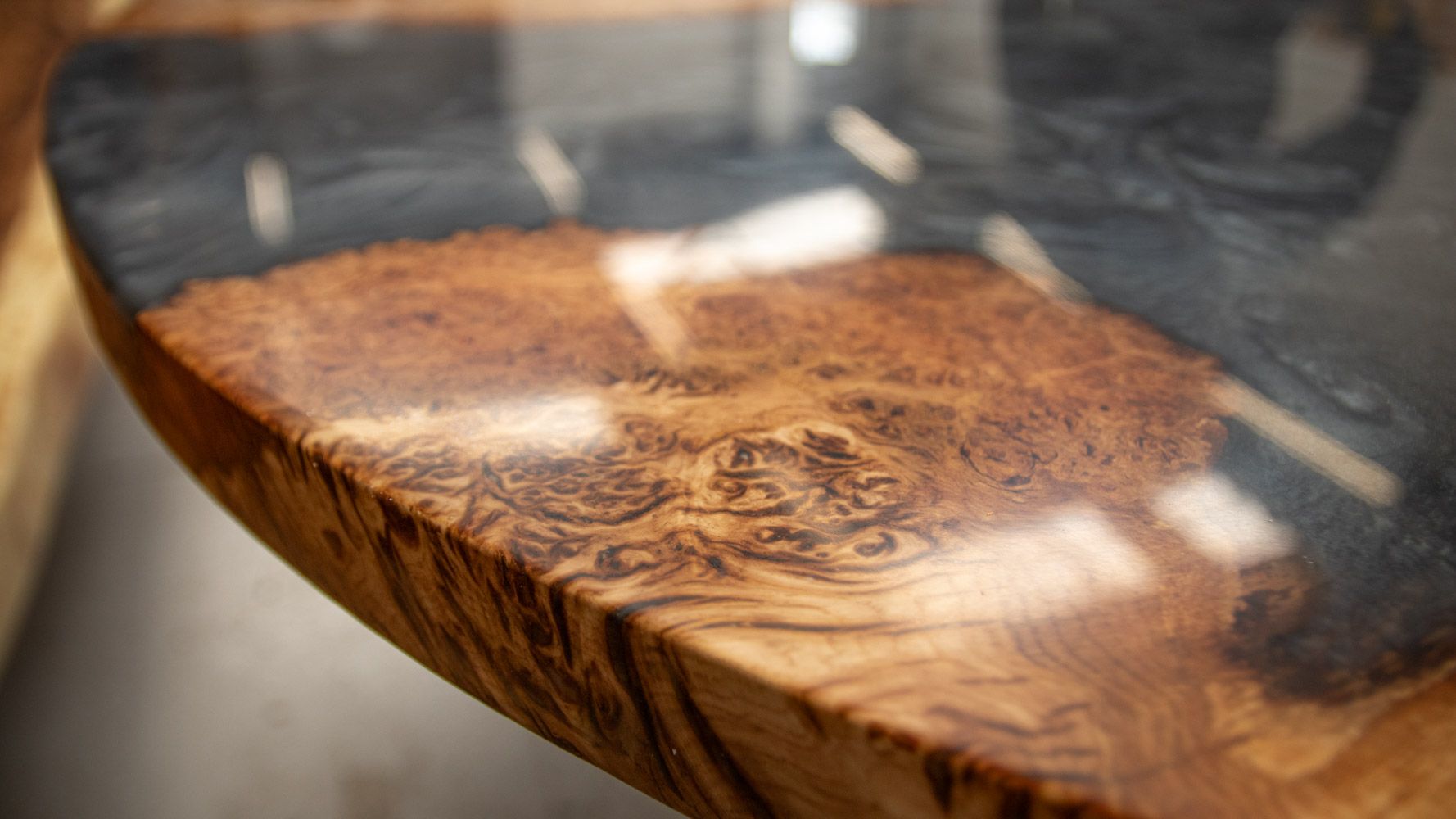 Resin-Infused Pippy Oak — Black Silver Resin Infused