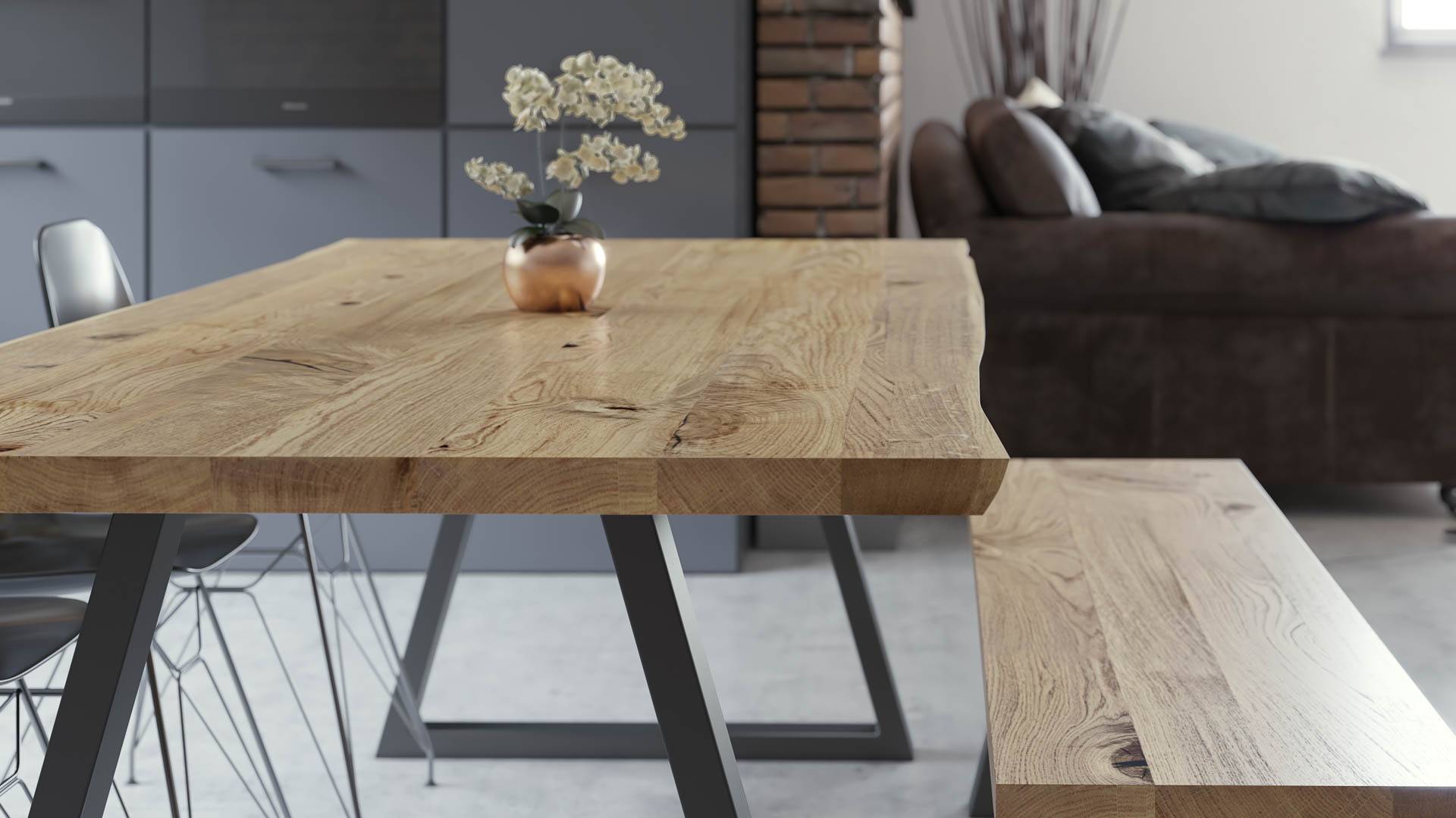 Standard French Oak — 40mm Thick | Live Edge | Natural