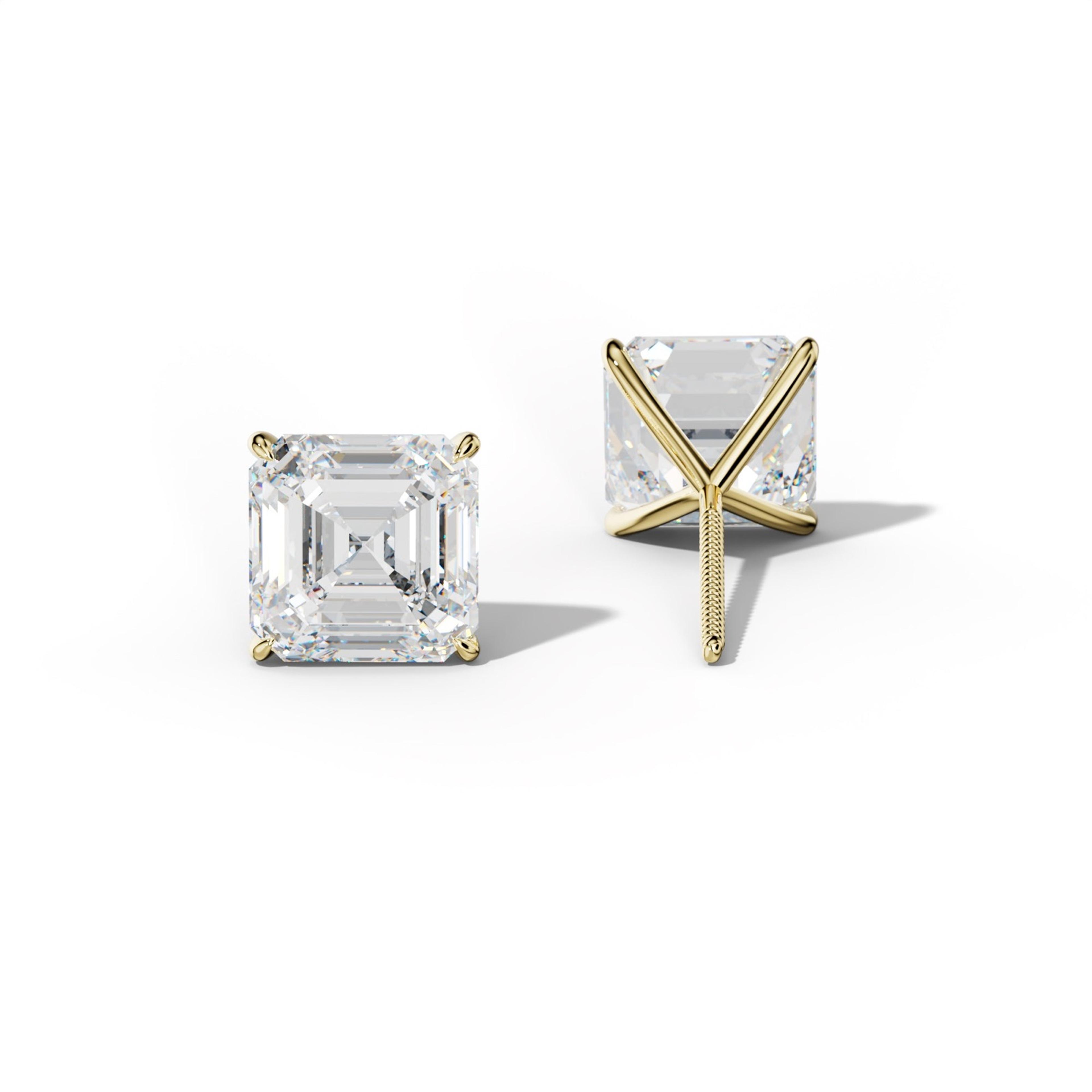 Asscher Diamond Stud Earrings With Four Prong Martini Settings