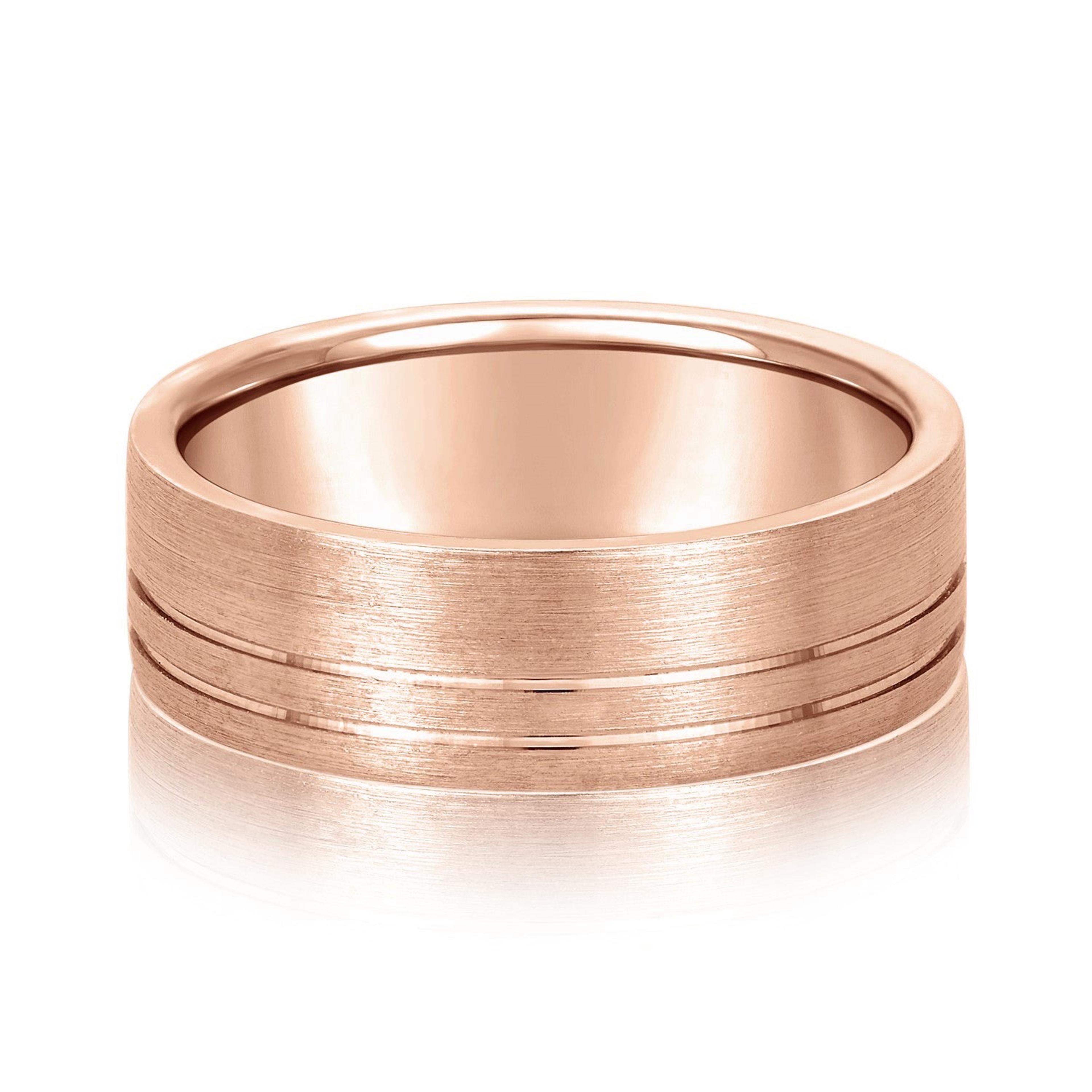 Men's Flat Wedding Band With Double Lines