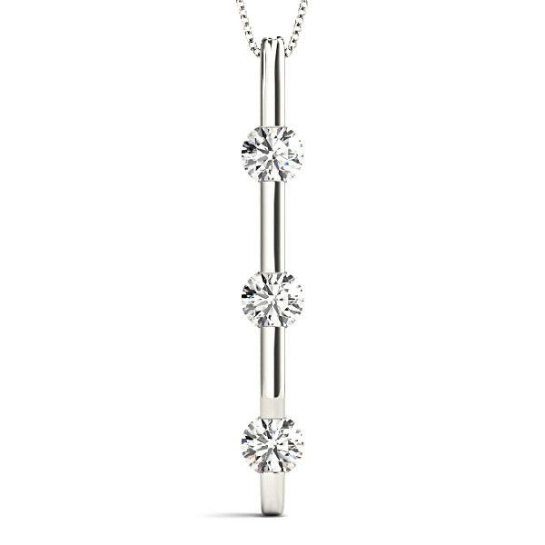 Bar Set 1.00 ctw Diamond Three Stone Necklace Pendant-VIRABYANI