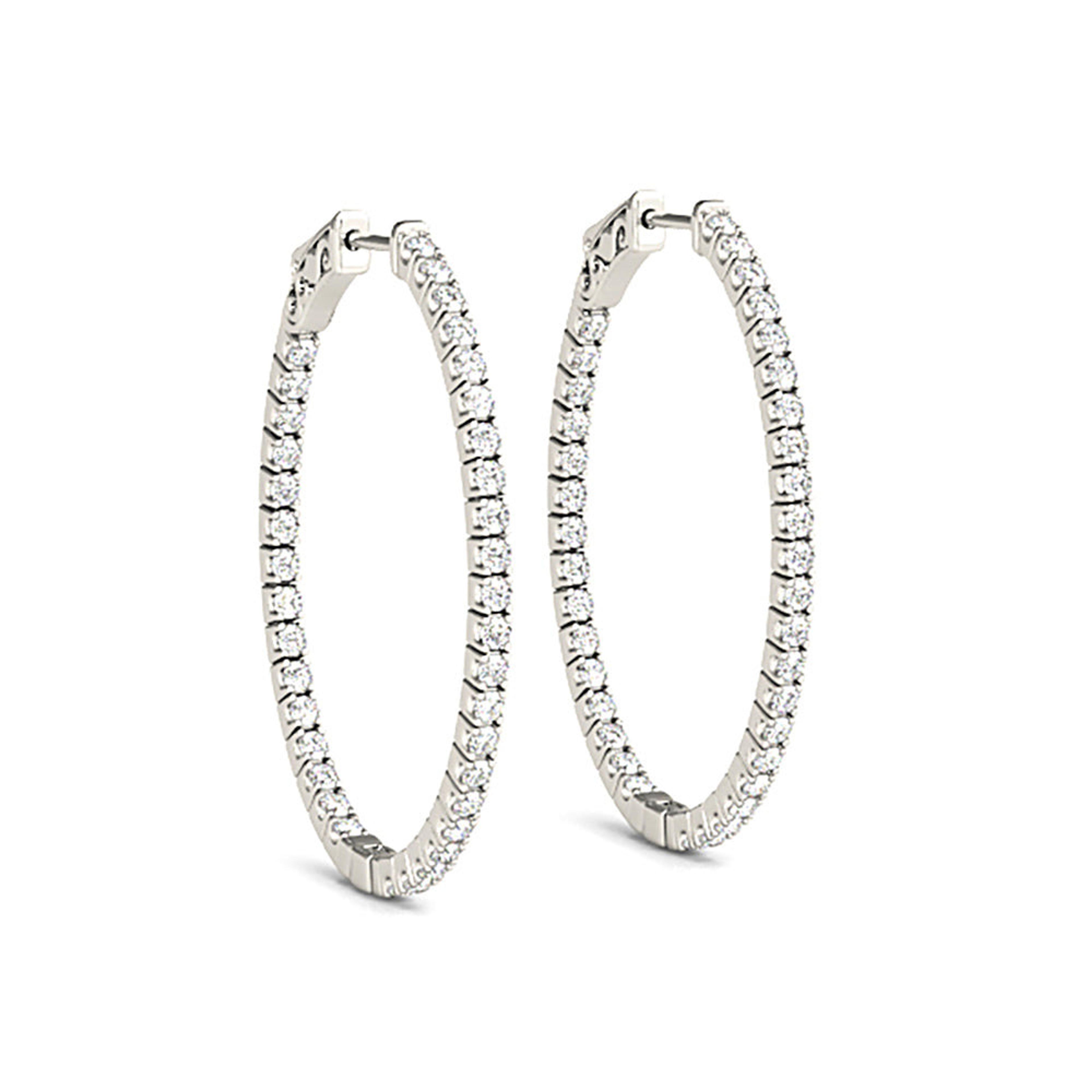 Inside-Out 1.50 ctw Diamond Hoop Earrings "U" Prong Set