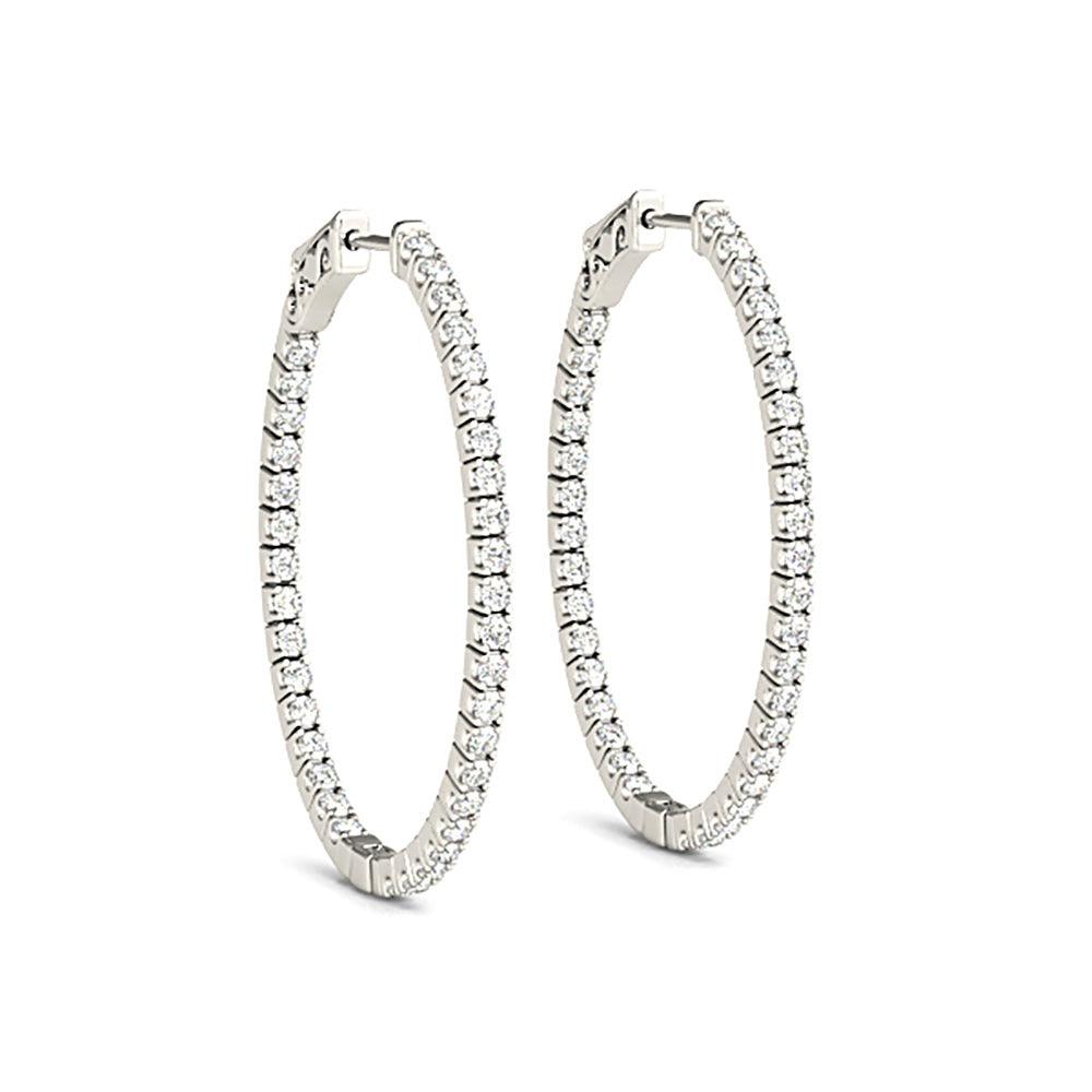 Inside-Out 1.50 ctw Diamond Hoop Earrings "U" Prong Set